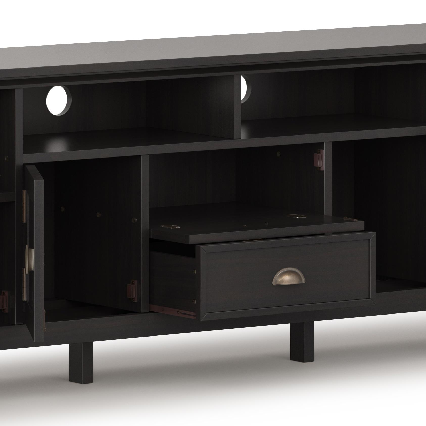Simpli Home Redmond 72"W Solid Wood TV Stand for TVs up to 80" with Storage Cabinets