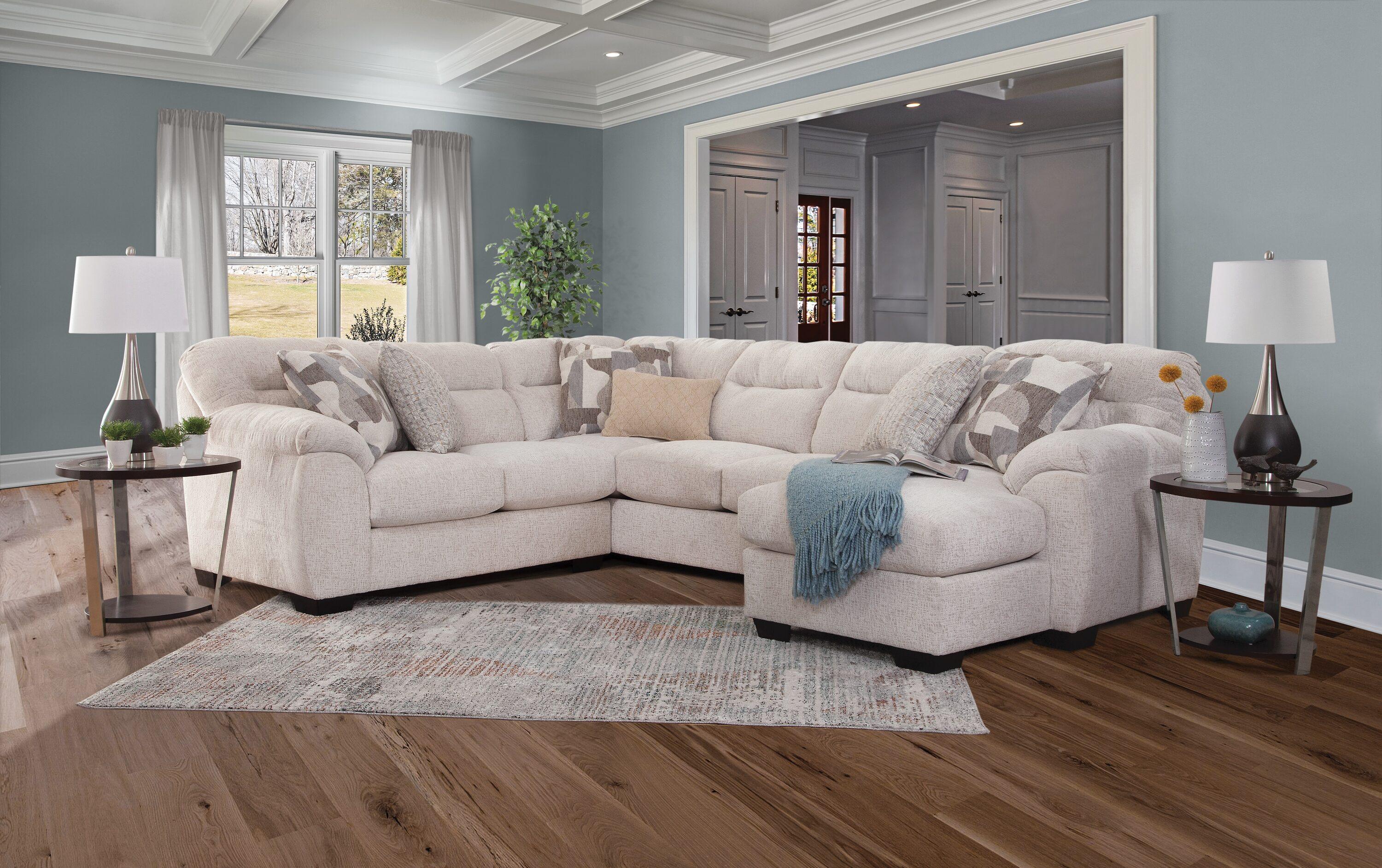 American Furniture Classics Cabral Slate L Shaped Sectional with 4 Throw Pillows