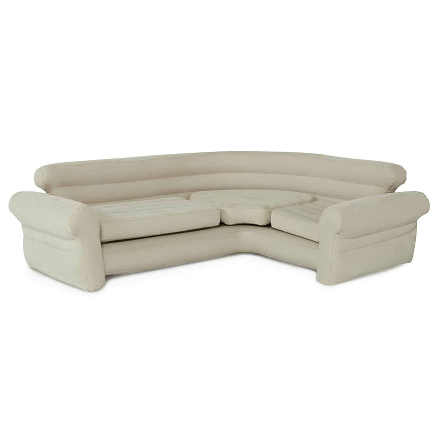 INTEX 68575EP Inflatable Corner Sofa: L-Shaped – Indoor Use – 2-in-1 Valve – 880lb Weight Capacity – 101” x 80” x 30”