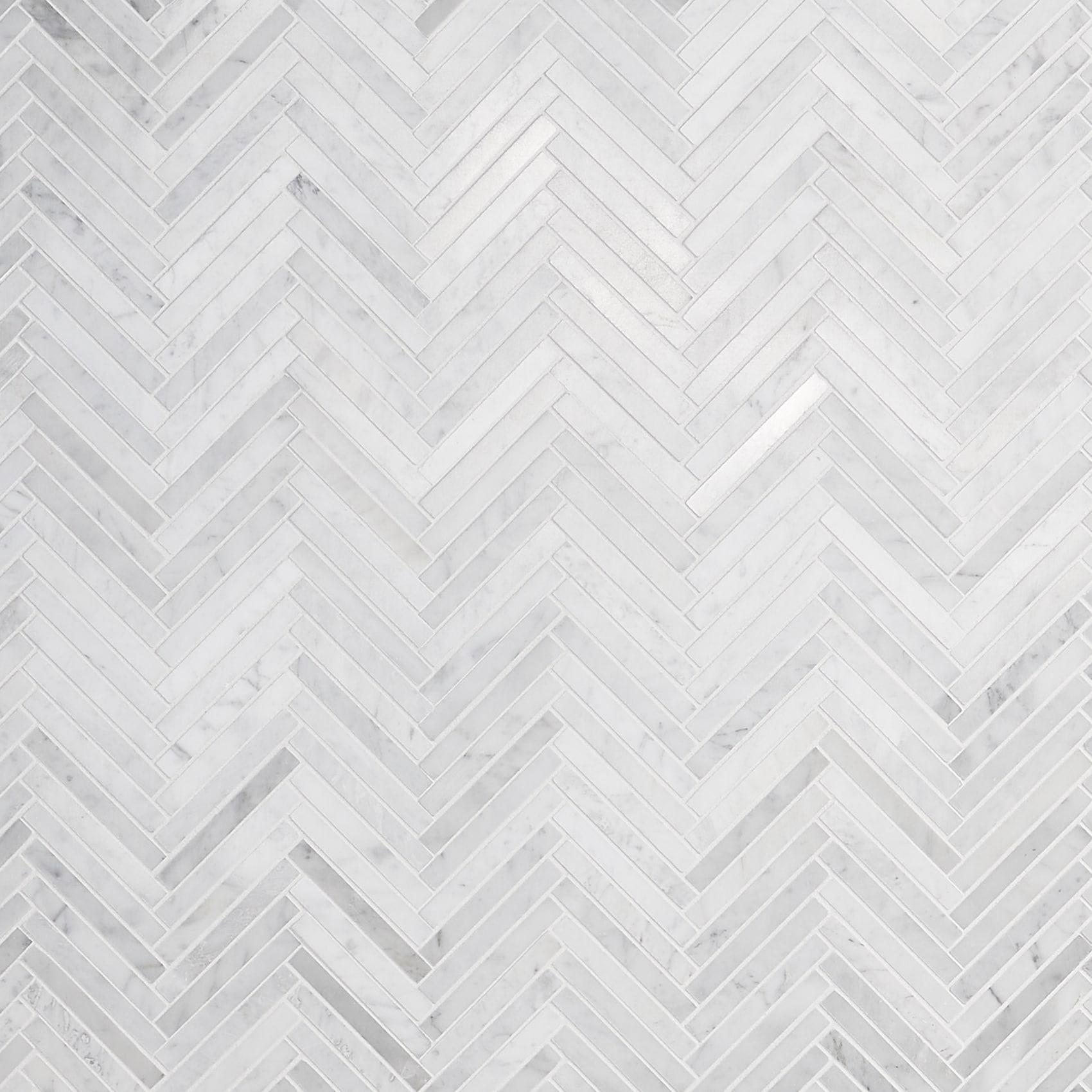 Marble Collection 0.5" X 4" Herringbone Natural Stone Mosaic Wall & Floor Tile