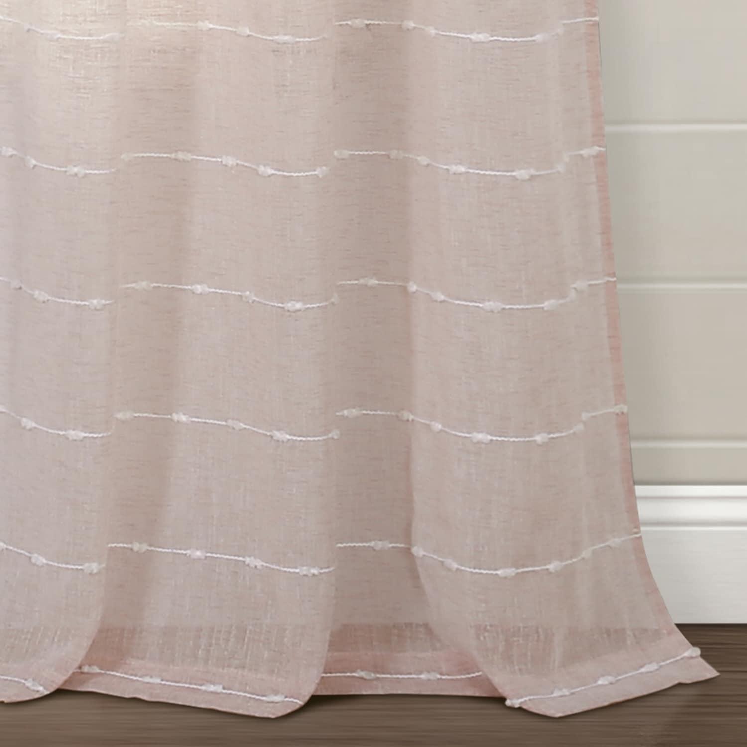 Farmhouse Textured Sheer Polyester Sheer Curtain Pair (Set of 2)