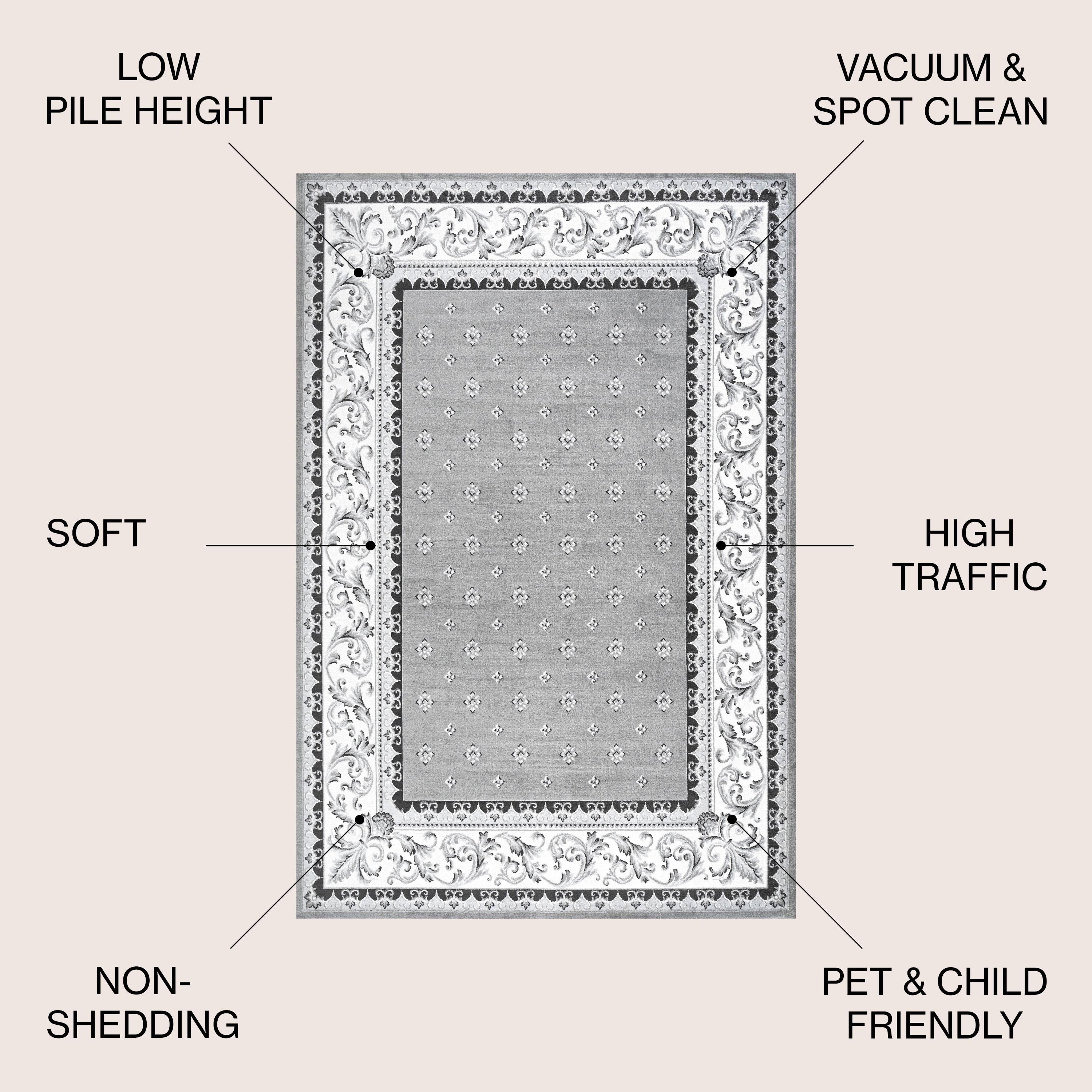 3'x 5' Acanthus French Border Area Rug, Gray/Cream - JONATHAN Y