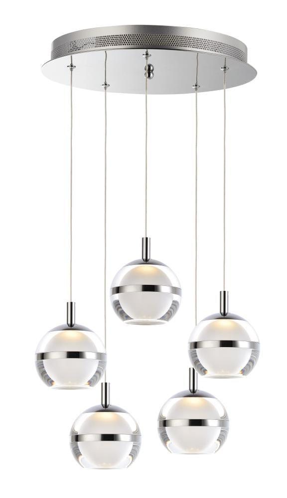 ET2 E24595-93PC Swank 5-Light Pendant Ceiling Light, Polished Chrome