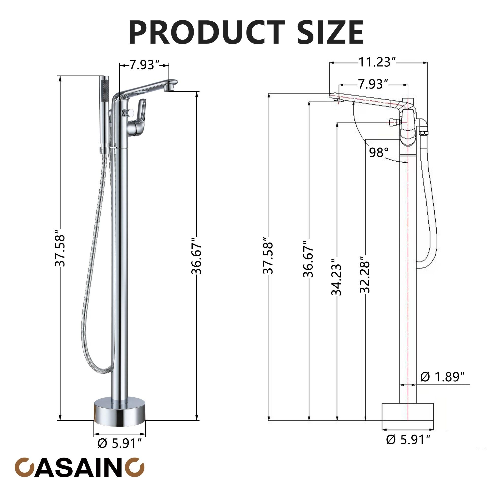 Chrome Freestanding Bathtub Faucet with Hand Shower