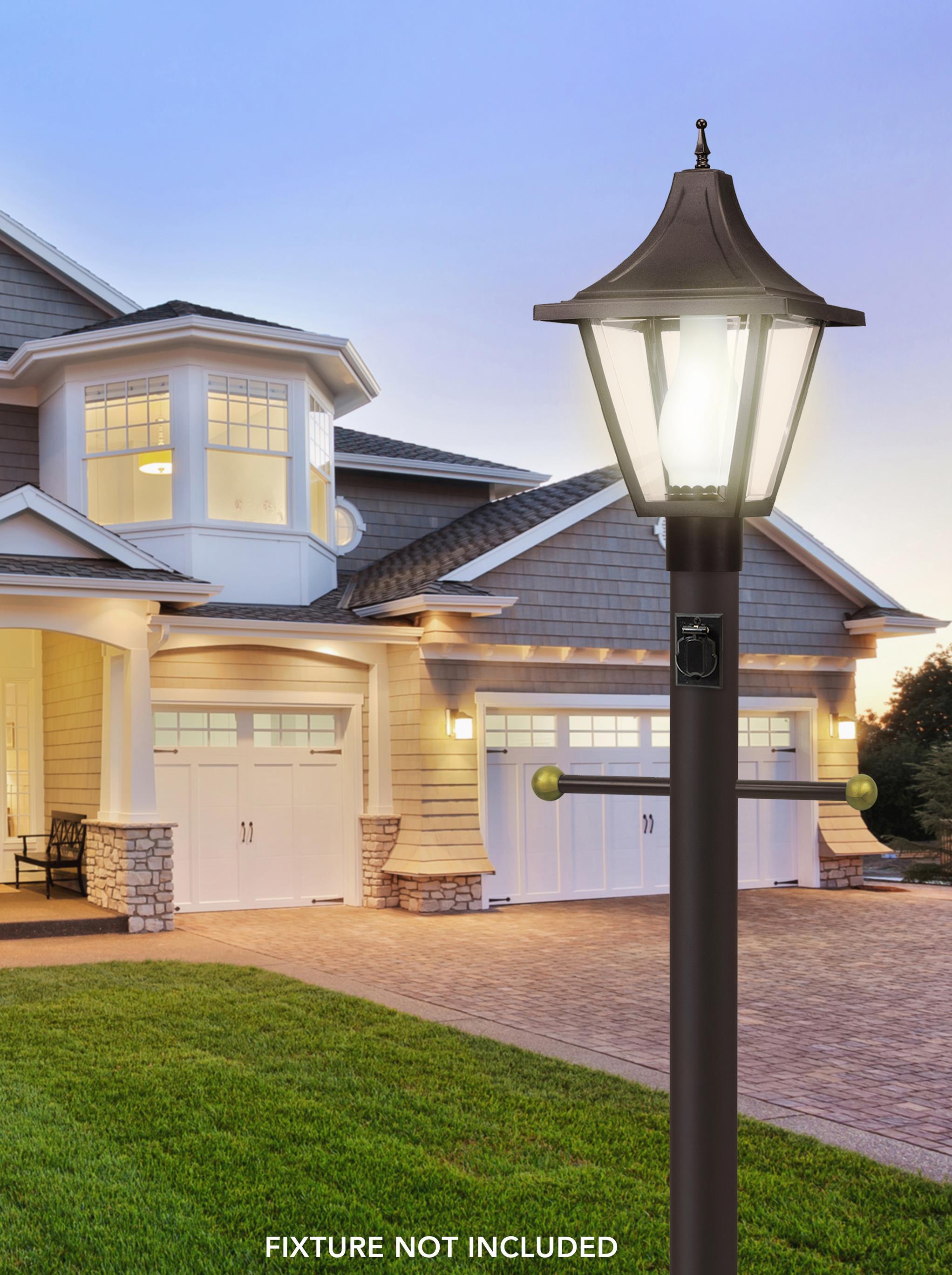 Solus Outdoor Hardwired Direct Burial Lamp Post with Decorative Cross Arm and Convenience Outlet & Reviews | Wayfair