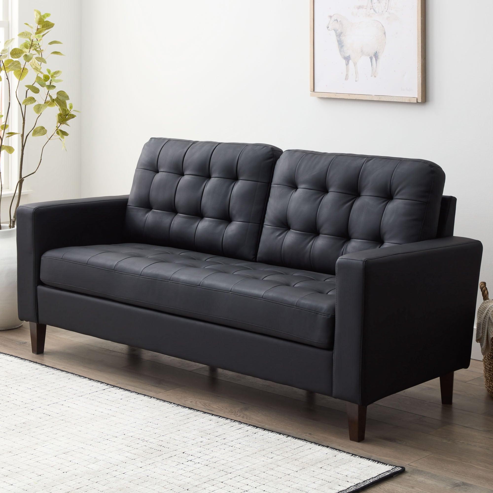 76” Brynn Upholstered Square Arm Sofa with Buttonless Tufting - Brookside Home