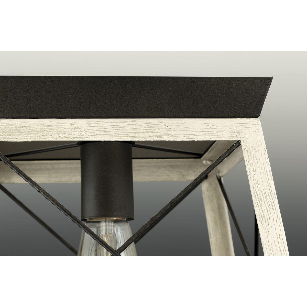 Progress Lighting Briarwood 1-Light Flush Mount, Graphite Finish, Faux-Painted Wood Enclosure