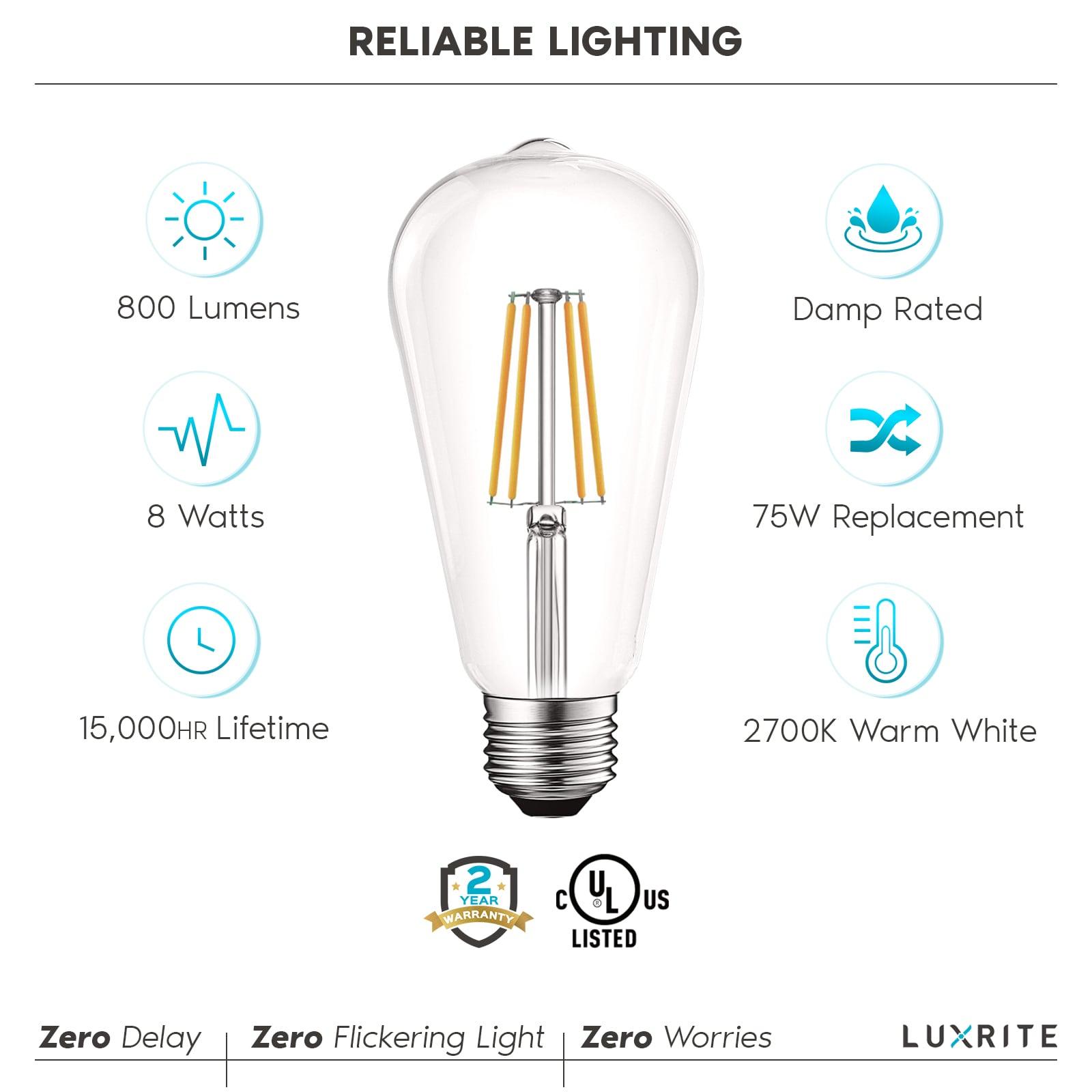 Equivalent ST19 E26/Medium (Standard) Dimmable LED Bulb