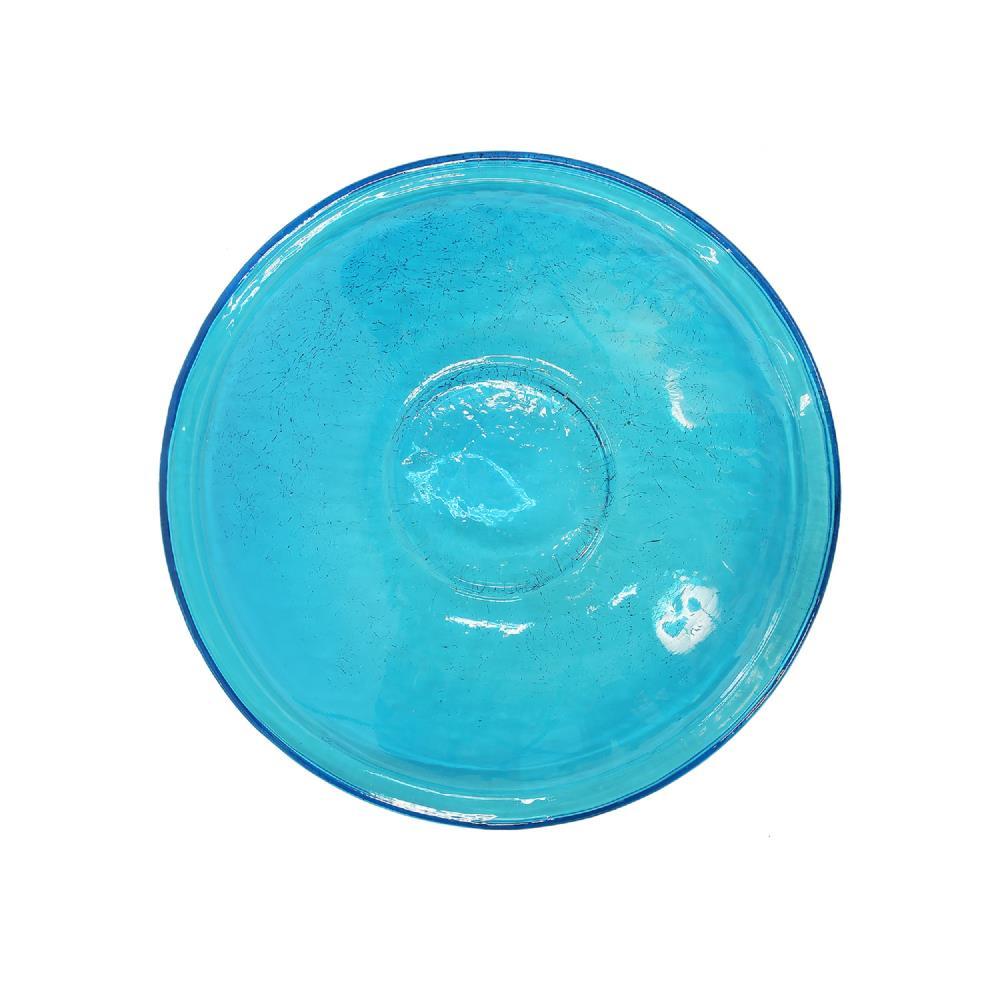 2.5" Reflective Crackle Glass Birdbath Bowl Teal Blue - Achla Designs: Hand-Blown, Weather-Resistant, Freestanding