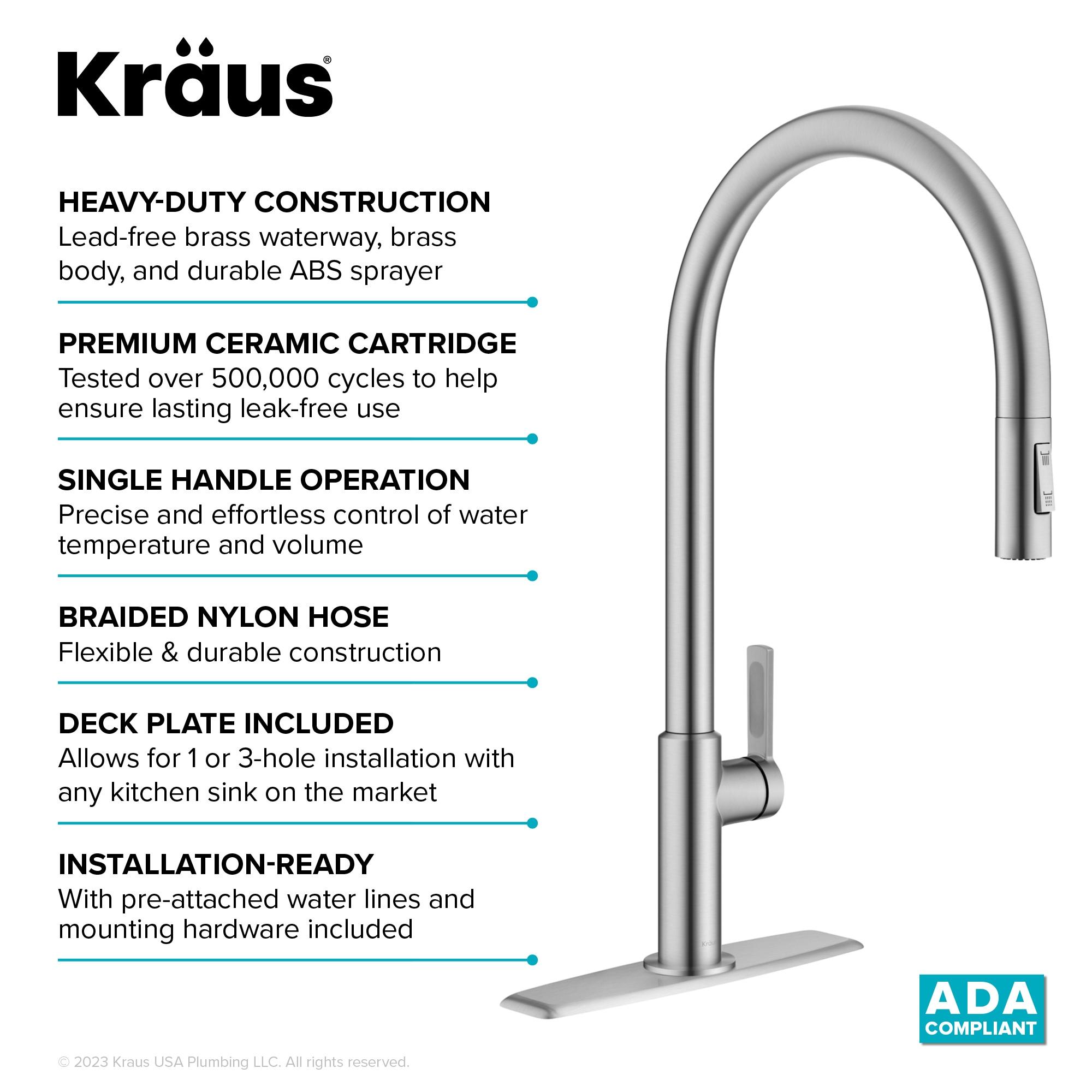 KRAUS Oletto Single Handle Pull Down Kitchen Faucet