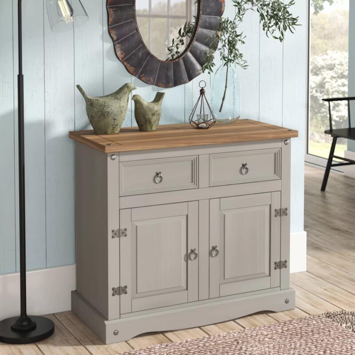Wood Buffet Sideboard 1 Door 4 Drawers Corona Gray | Furniture Dash