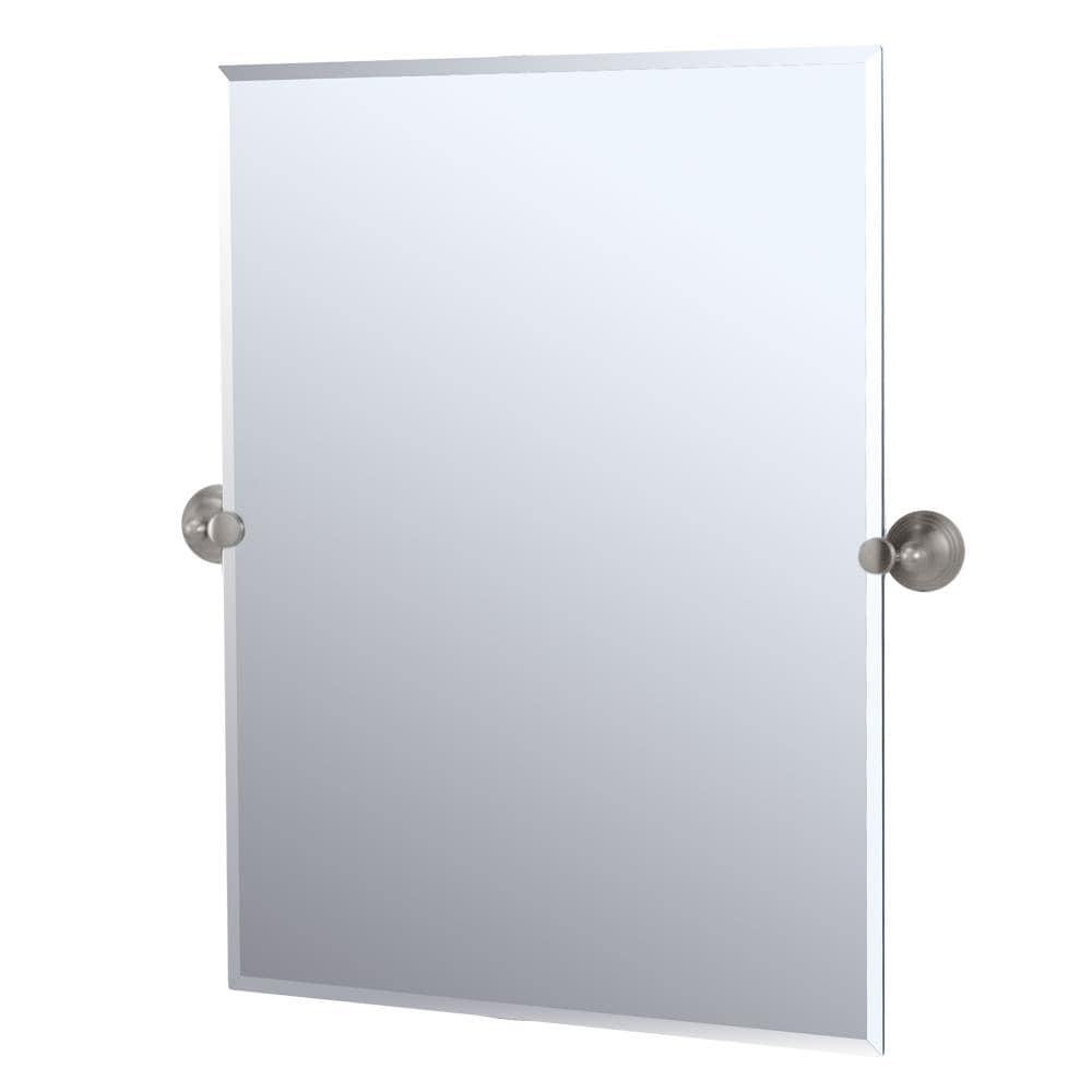 Charlotte Frameless Rectangle Bathroom Vanity Mirror | Pivoting and Beveled Wall Mirror