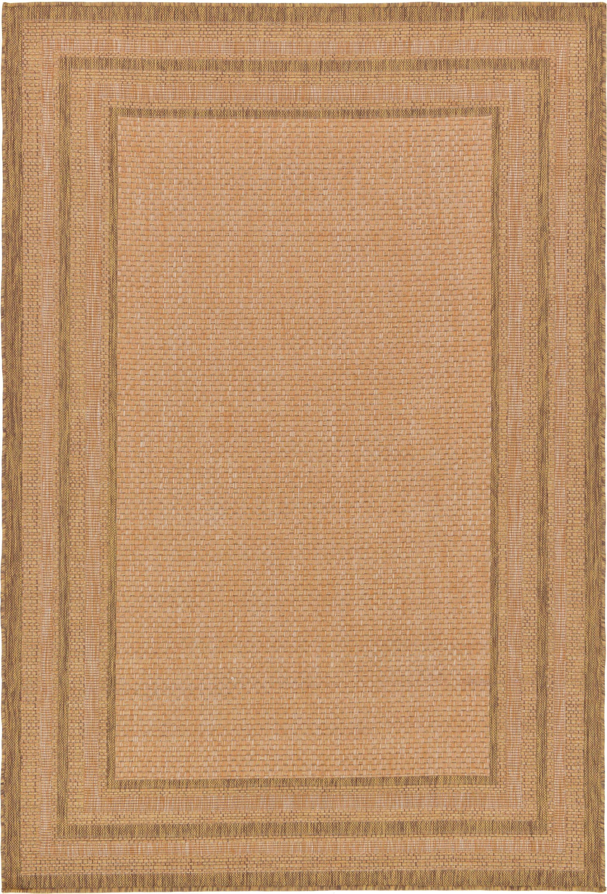 Unique Loom 5' 3 x 8' 0 Tan Outdoor Border Multi Border Area Rug