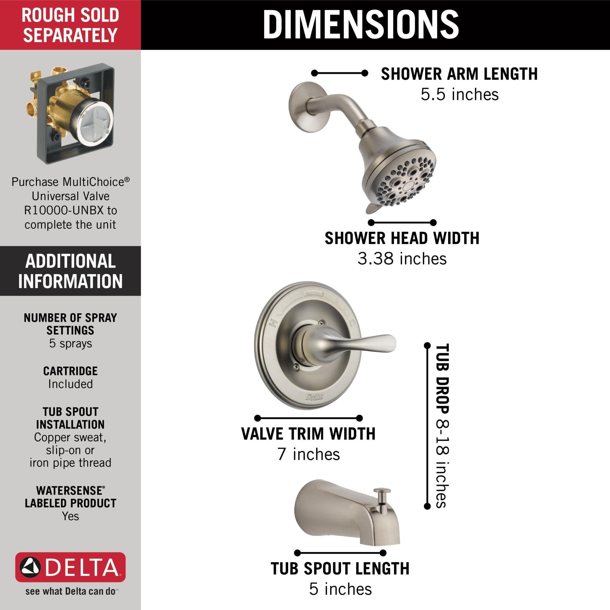 Classic Single-Function Tub Shower Faucet Set, Shower Valve Trim kit