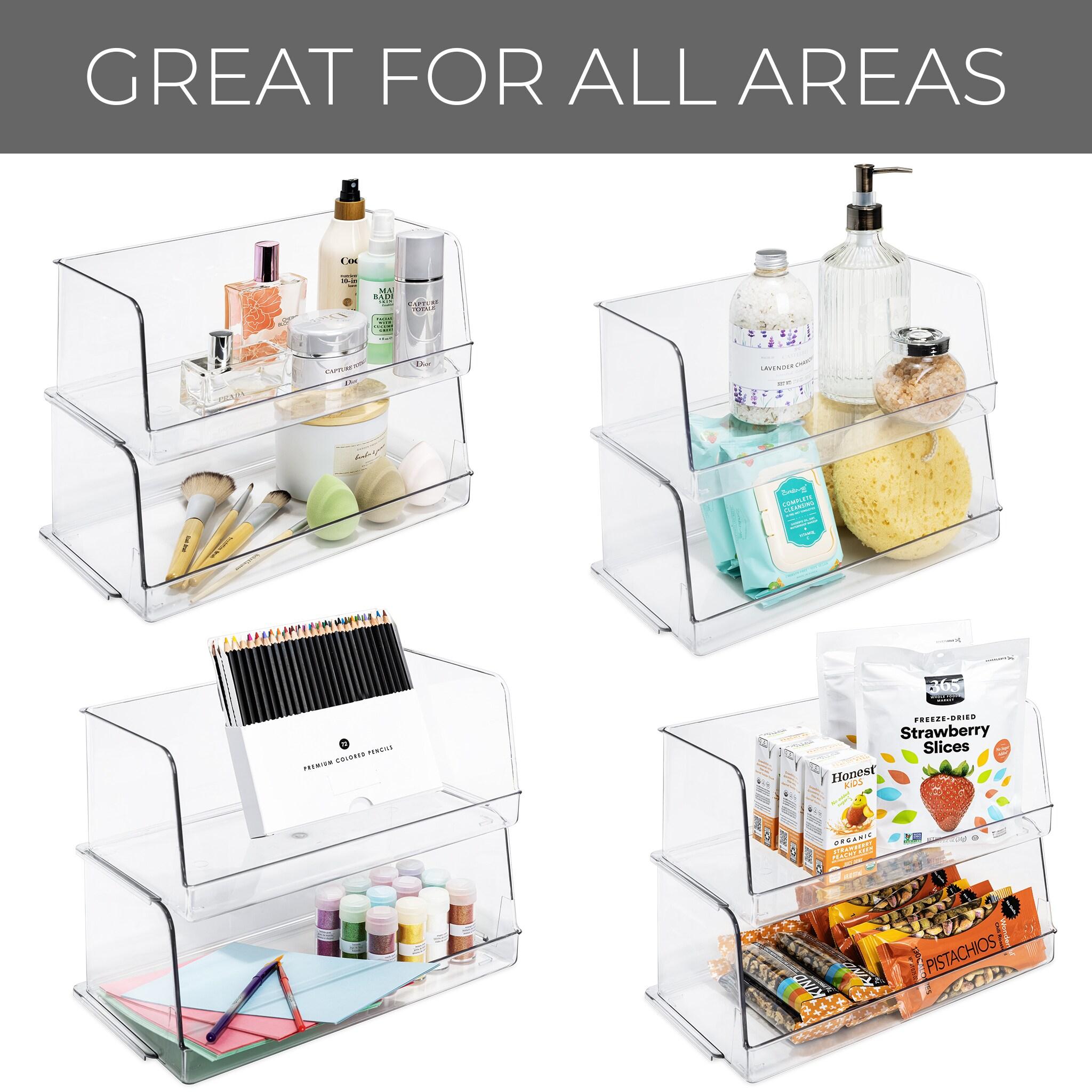 Stackable Household Bin - Set of 4- 7 x 12.5 Inch - Clear