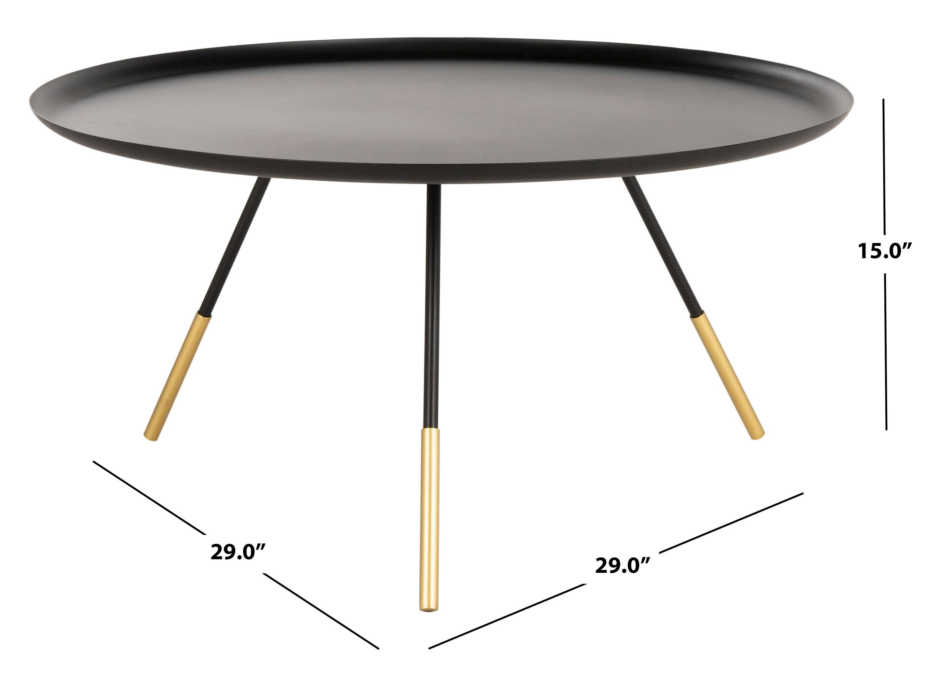 Orson Coffee Table with Metal Gold Cap - Black/Gold - Safavieh