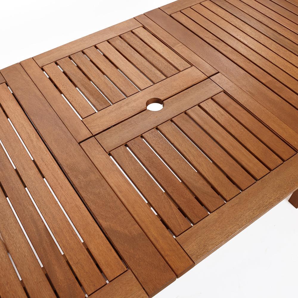 LuxenHome Natural Solid Wood 60"-78" Extending Rounded Rectangle Outdoor Dining Table Brown