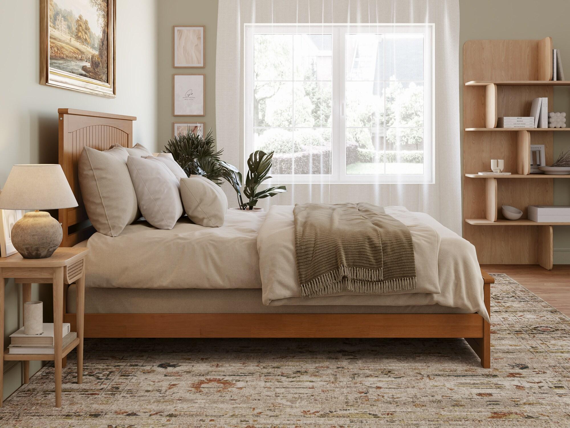 AFI Furnishings Nantucket Low Profile Solid Wood Platform Bed with Matching Footboard