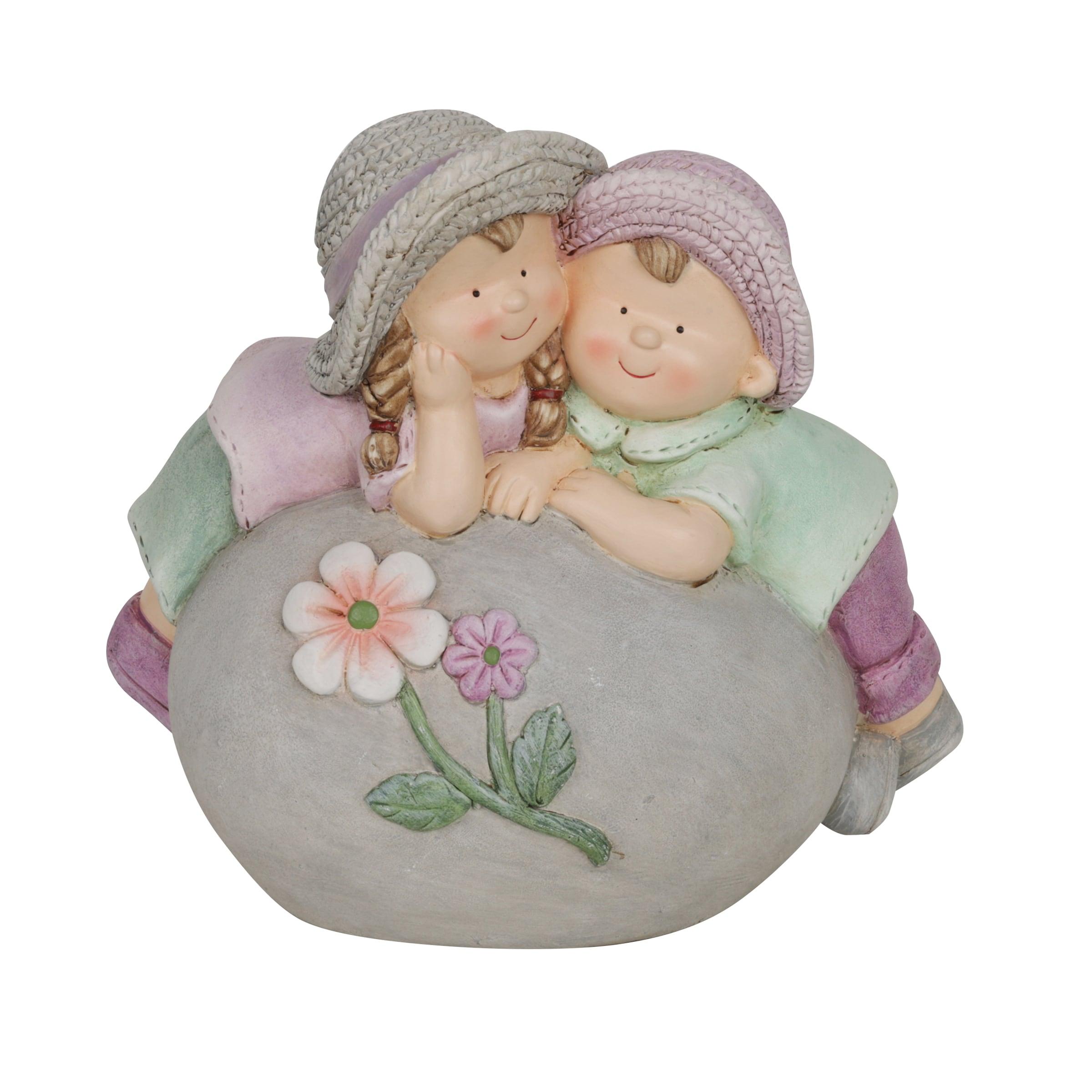 Alpine 11"H Children Leaning on Stone Garden Statue