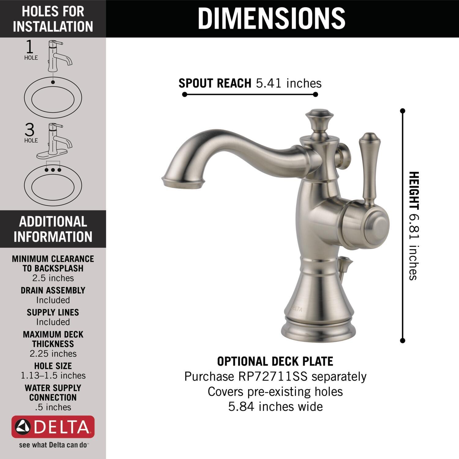 Cassidy™ Single Hole Bathroom Faucet with Drain Assembly