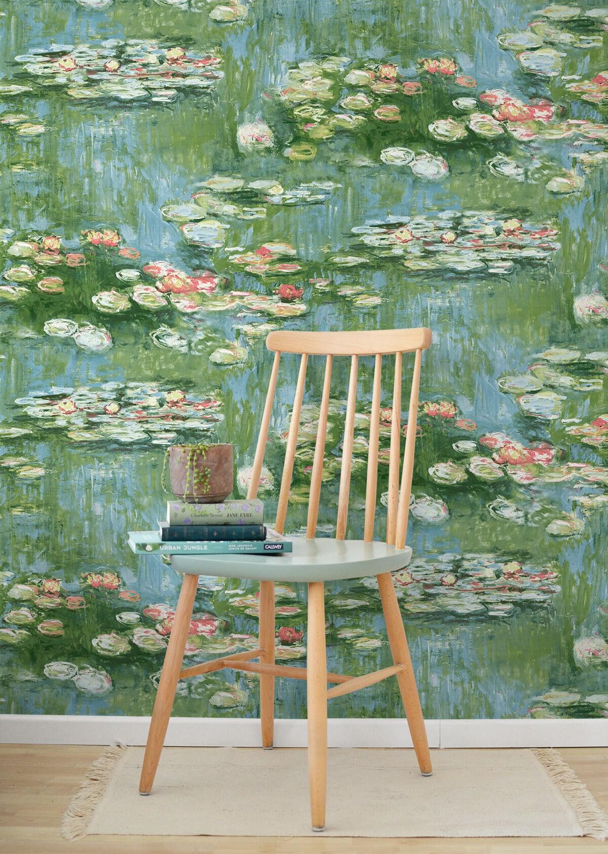 NextWall  Lily Pond Peel and Stick Wallpaper 20.5 in. W x 18 ft. L - Olive & Sky Blue