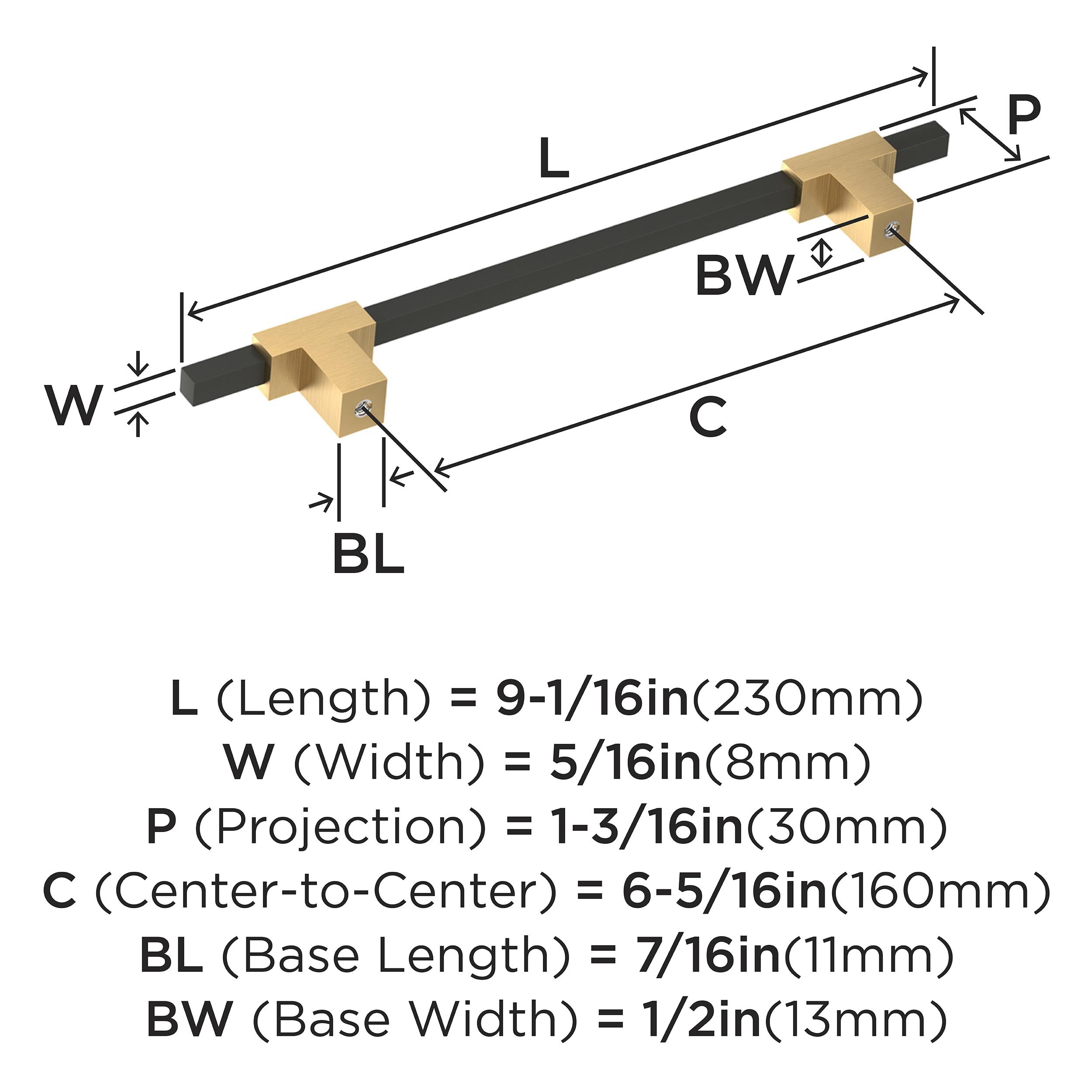 Amerock Urbanite 6-5/16 inch (160mm) Center-to-Center Champagne Bronze/Matte Black Cabinet Pull