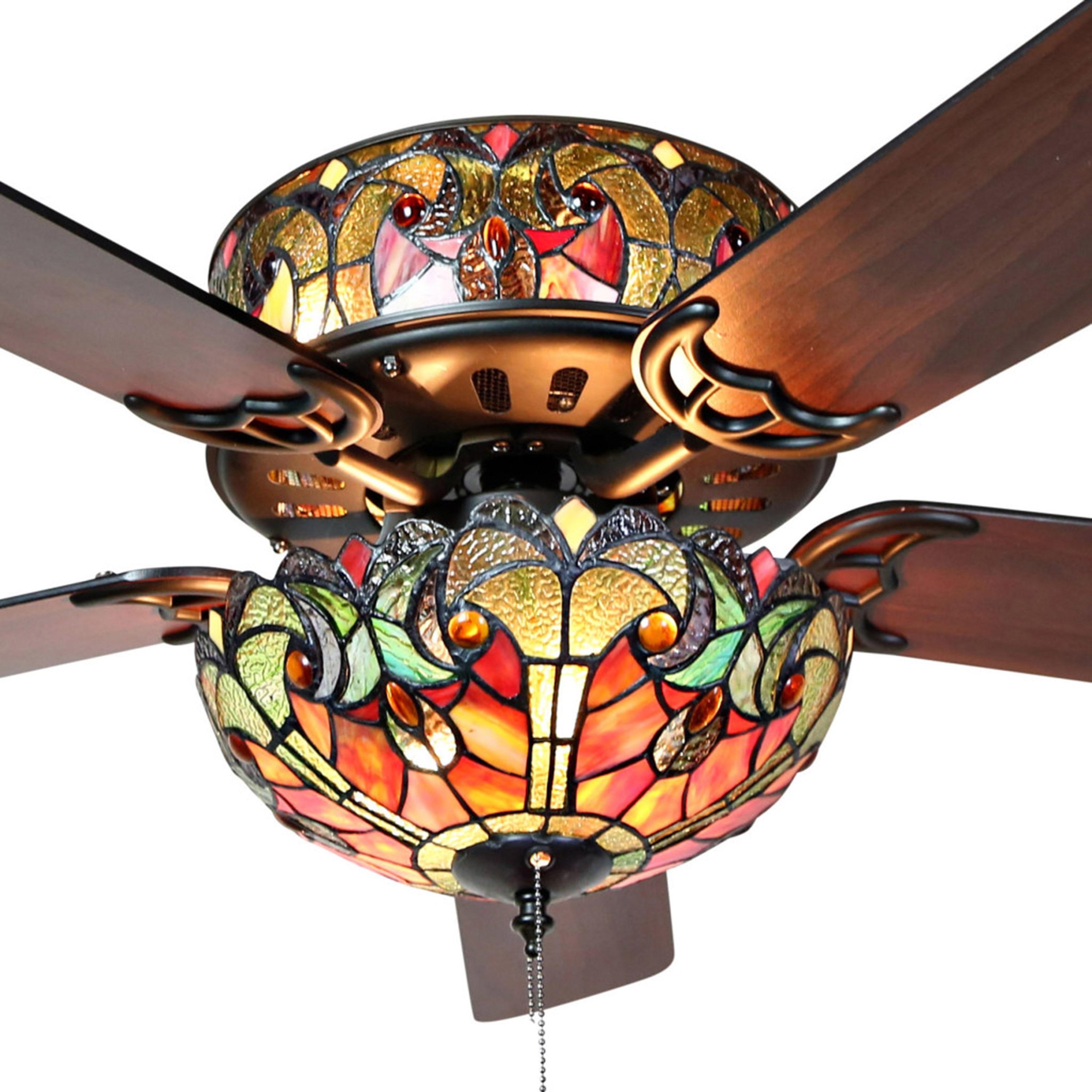 River of Goods 52" Halston Stained Glass LED Ceiling Fan With Light