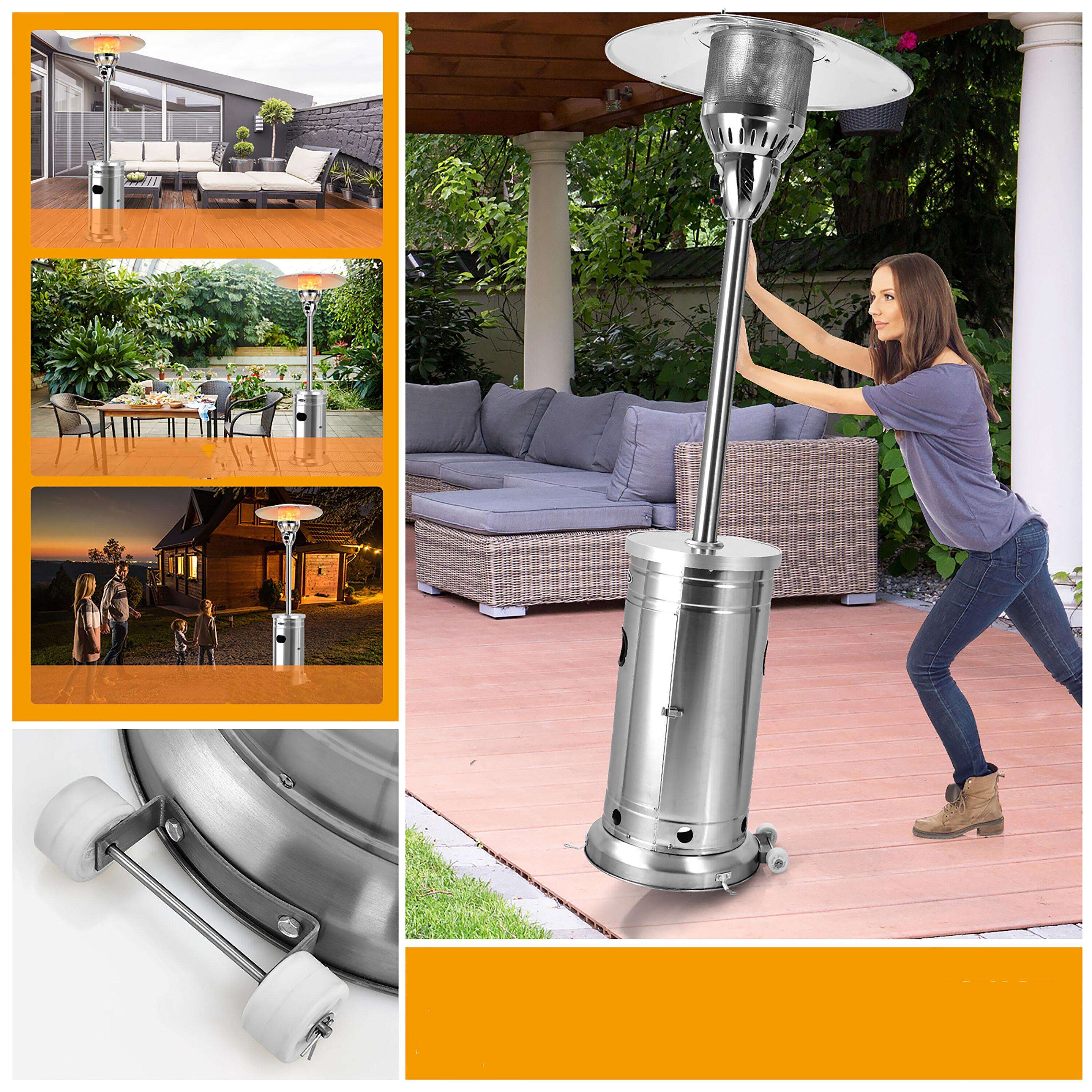 Costway 48,000 BTU Patio Propane Heater Stainless Steel W/Table & Wheels