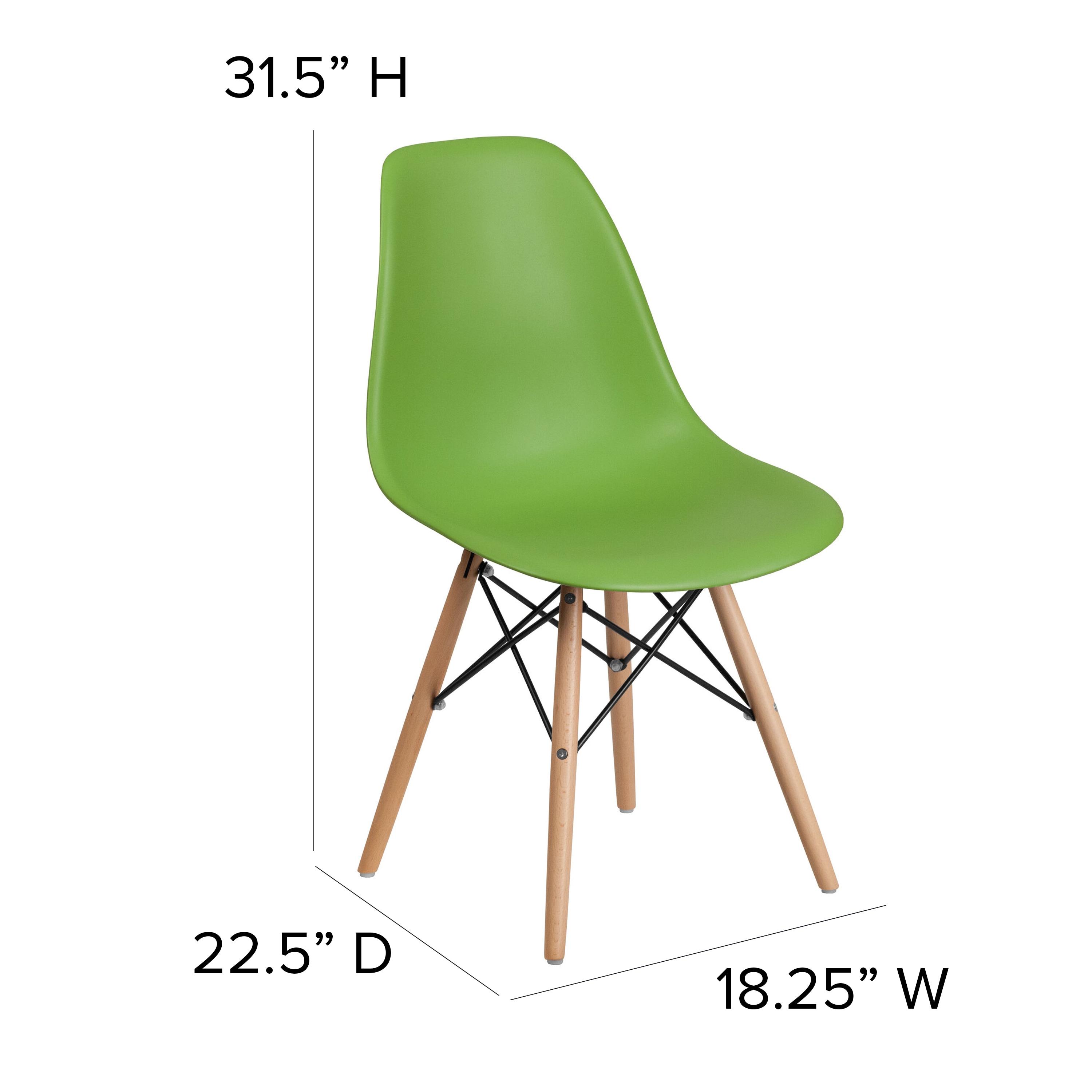 Flash Furniture Elon Series Green Plastic Chair with Wooden Legs