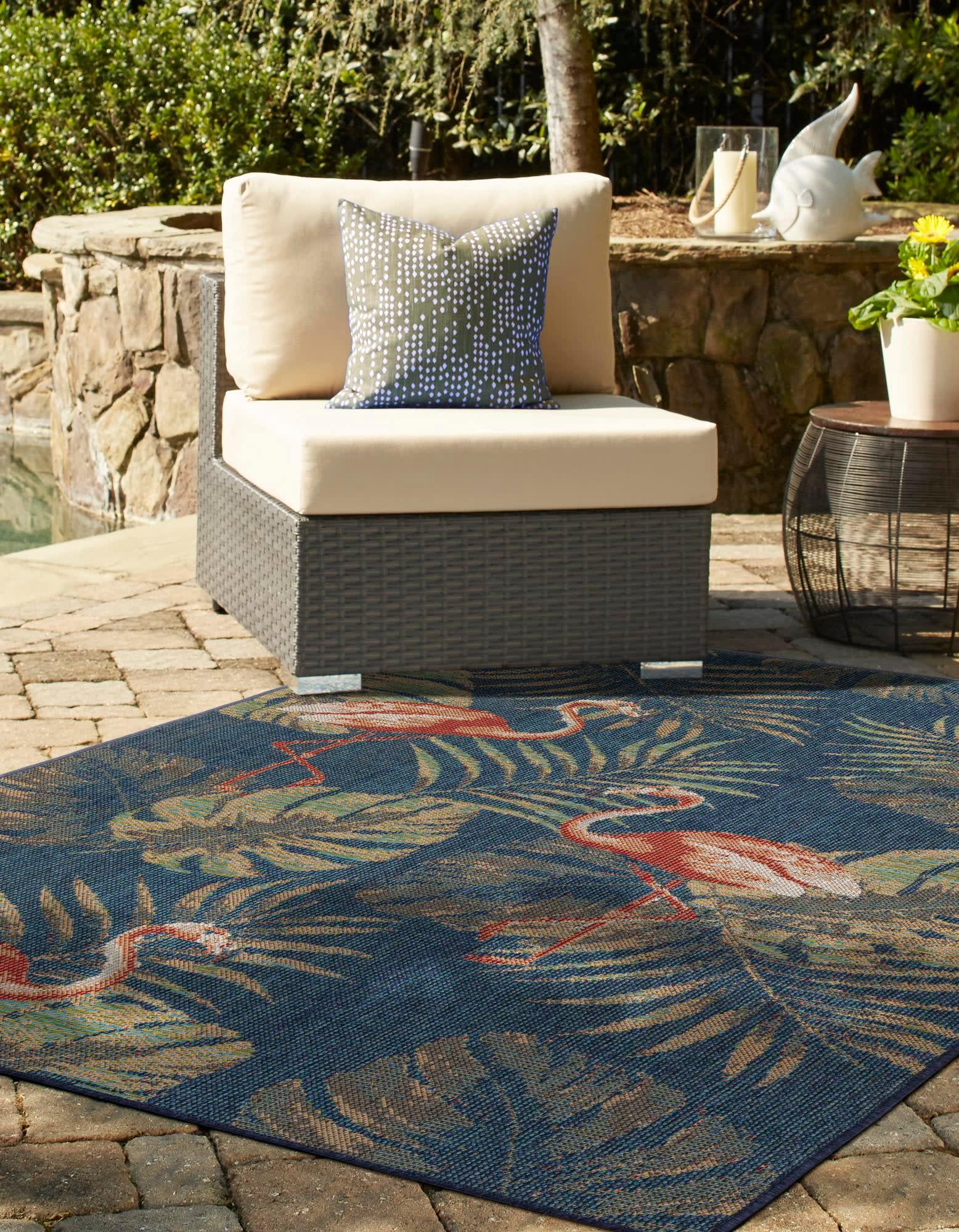 Unique Loom Baja Outdoor Collection Area Rug - Tijuana (6'  x 9' Rectangle Navy Blue/Gray)