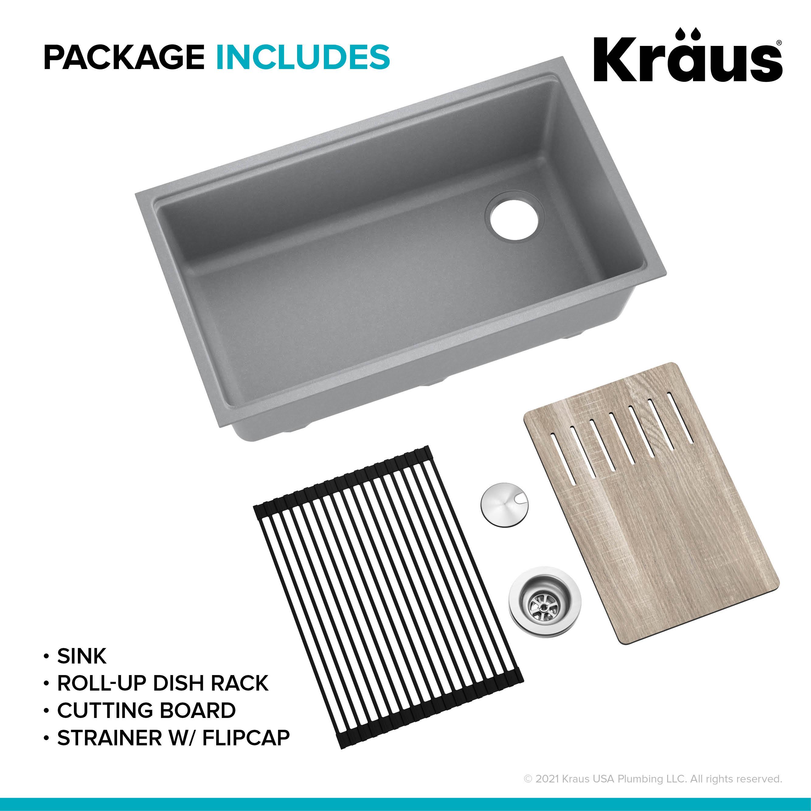 Kraus Bellucci 32 in. Undermount Quartz Composite Single Bowl Kitchen Sink with Accessories