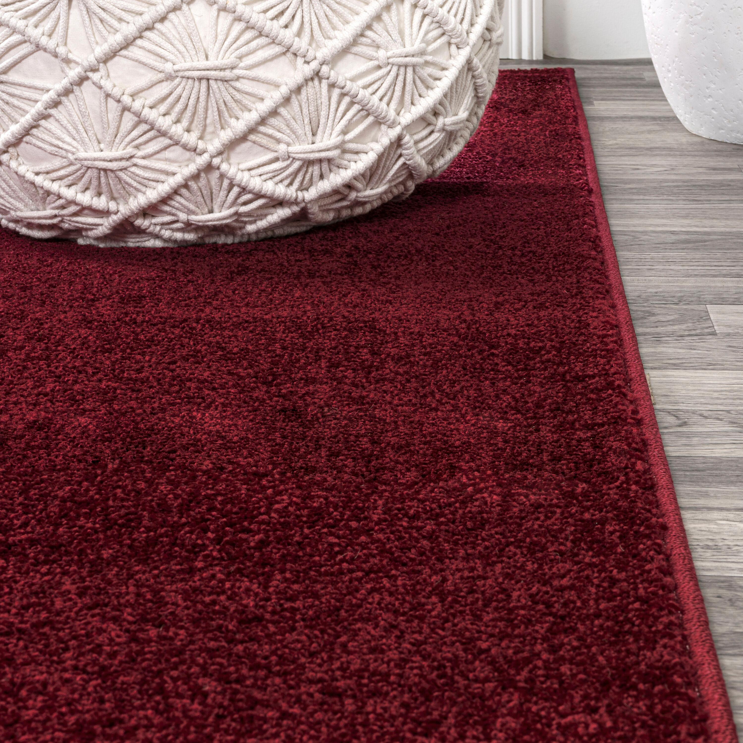 5'x8' Haze Solid Low-Pile, Dark Red - JONATHAN Y