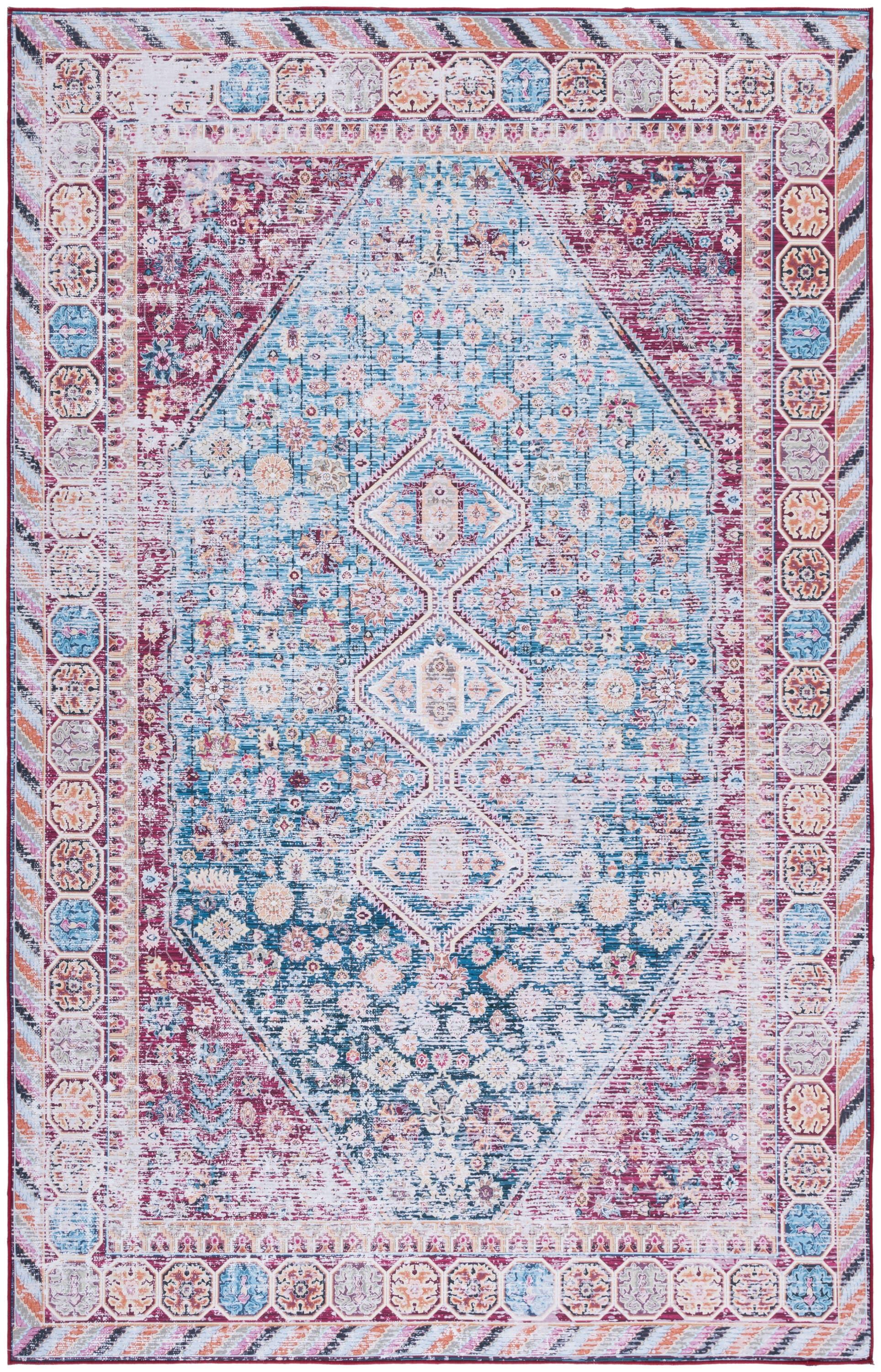 Tucson TSN164 Power Loomed Machine Washable Area Rug - Blue/Red - 6'x9' - Safavieh.