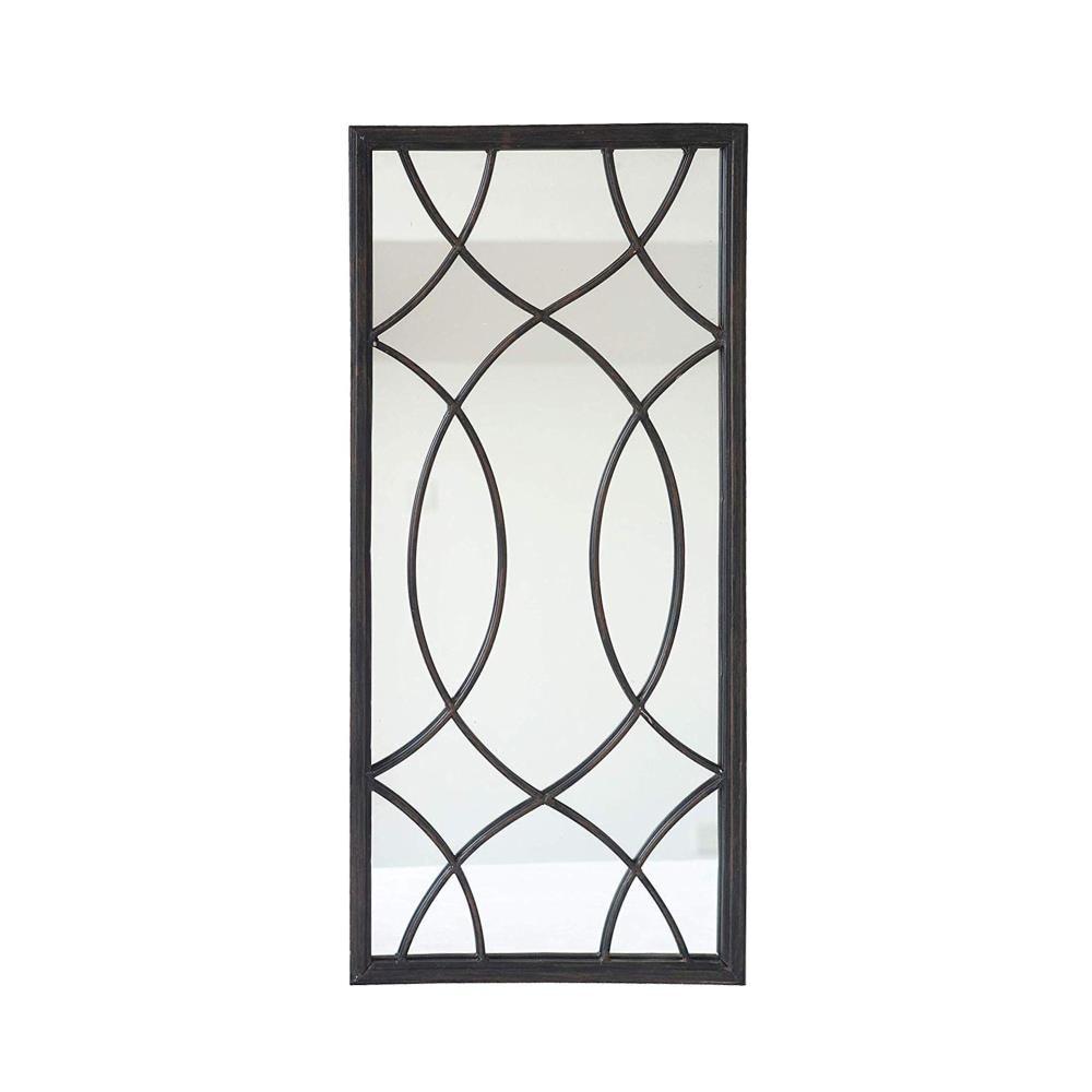 Parisloft Rectangle Window Pane Metal Wall Mirror, Black, 27.75" H