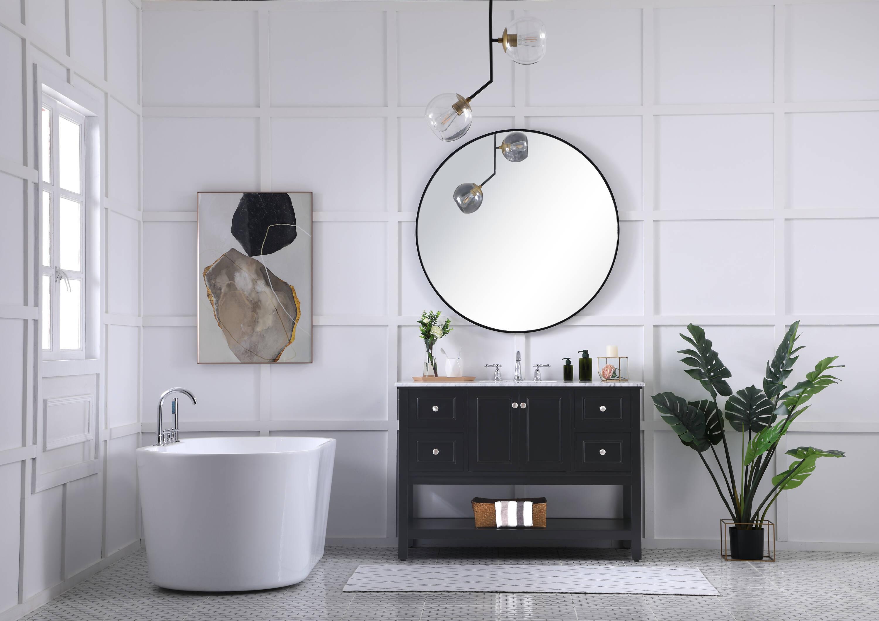 Elegant Decor Metropolis 48" Single Marble Top Bathroom Vanity in Black