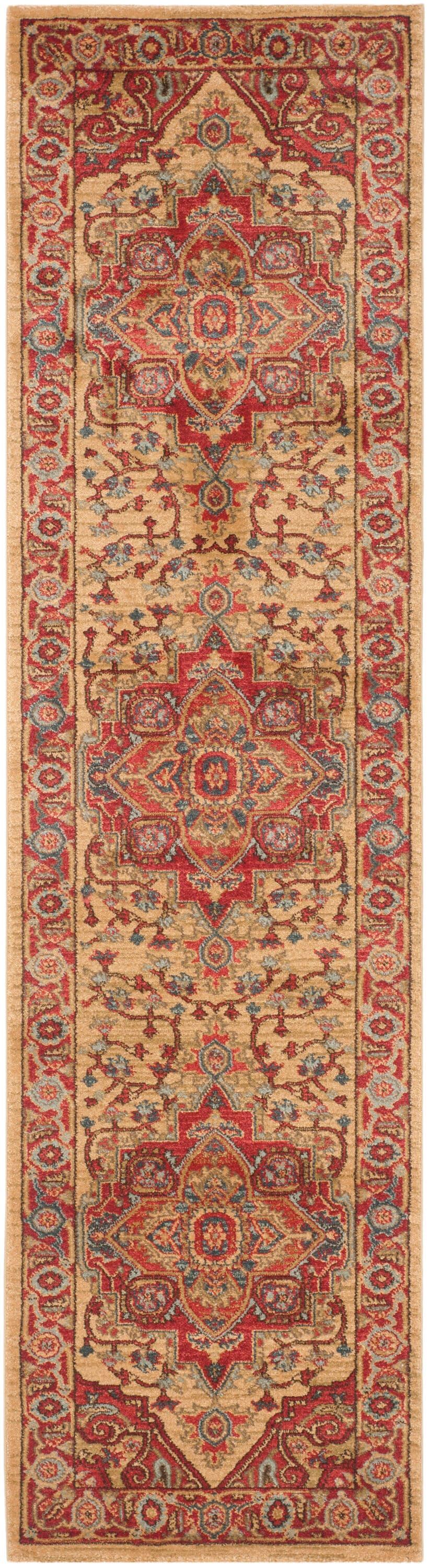 Mahal MAH698 Power Loomed Indoor Runner Rug - Red/Natural - 2'2"x12' - Safavieh.