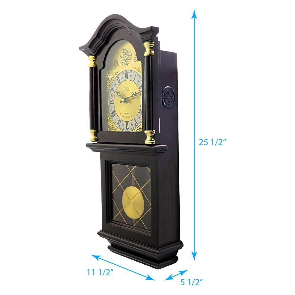 Bedford Clock Collection 26" Antique Mahogany Cherry Oak Chiming Wall Clock with Roman Numerals