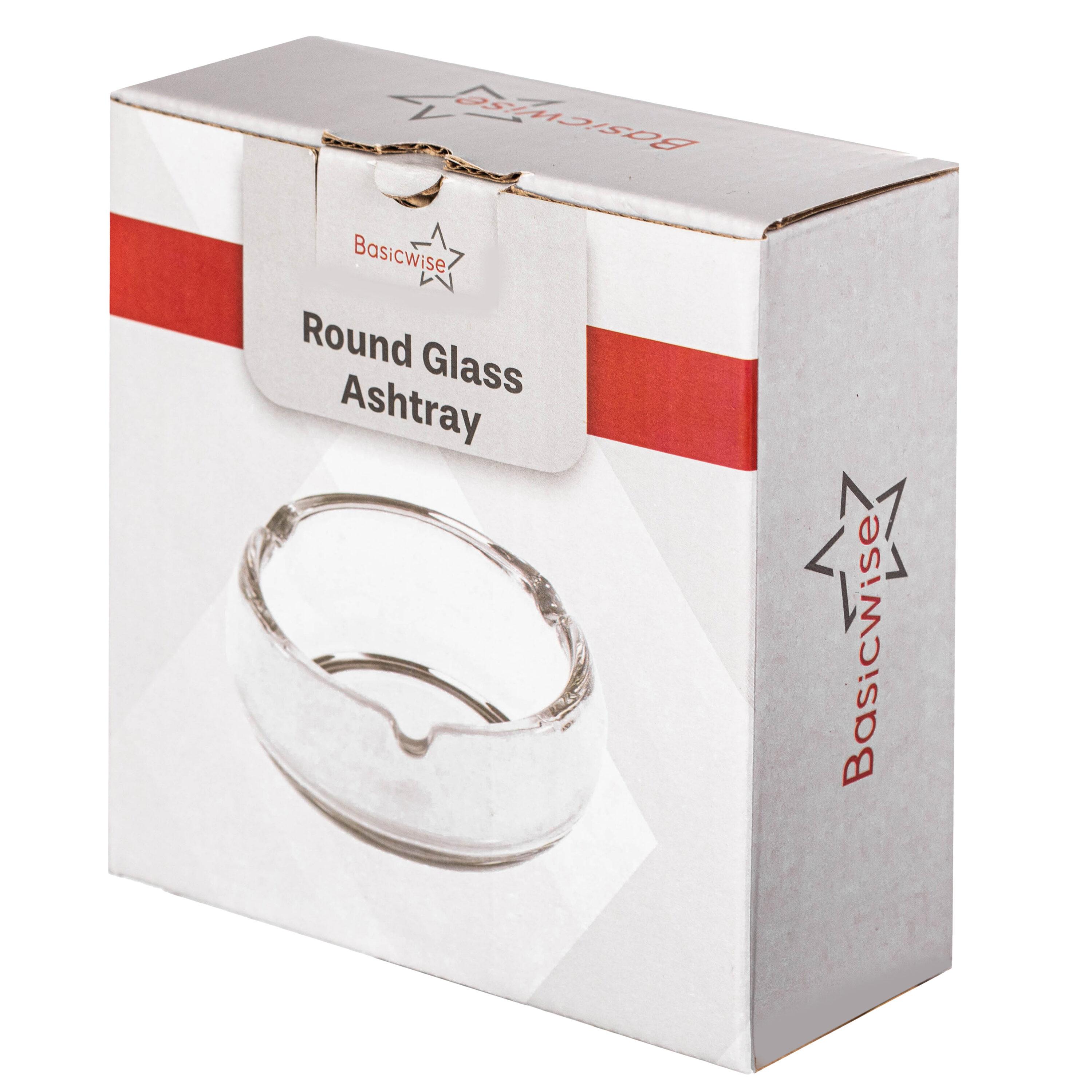 Basicwise Basicwise Elegant Glass Round Portable And Modern Ashtray - Perfect For Smokers And As A Decorative Accent For Home, Office, Porch Or Patio - Cigarette Holder For Both Indoor And Outdoor Use