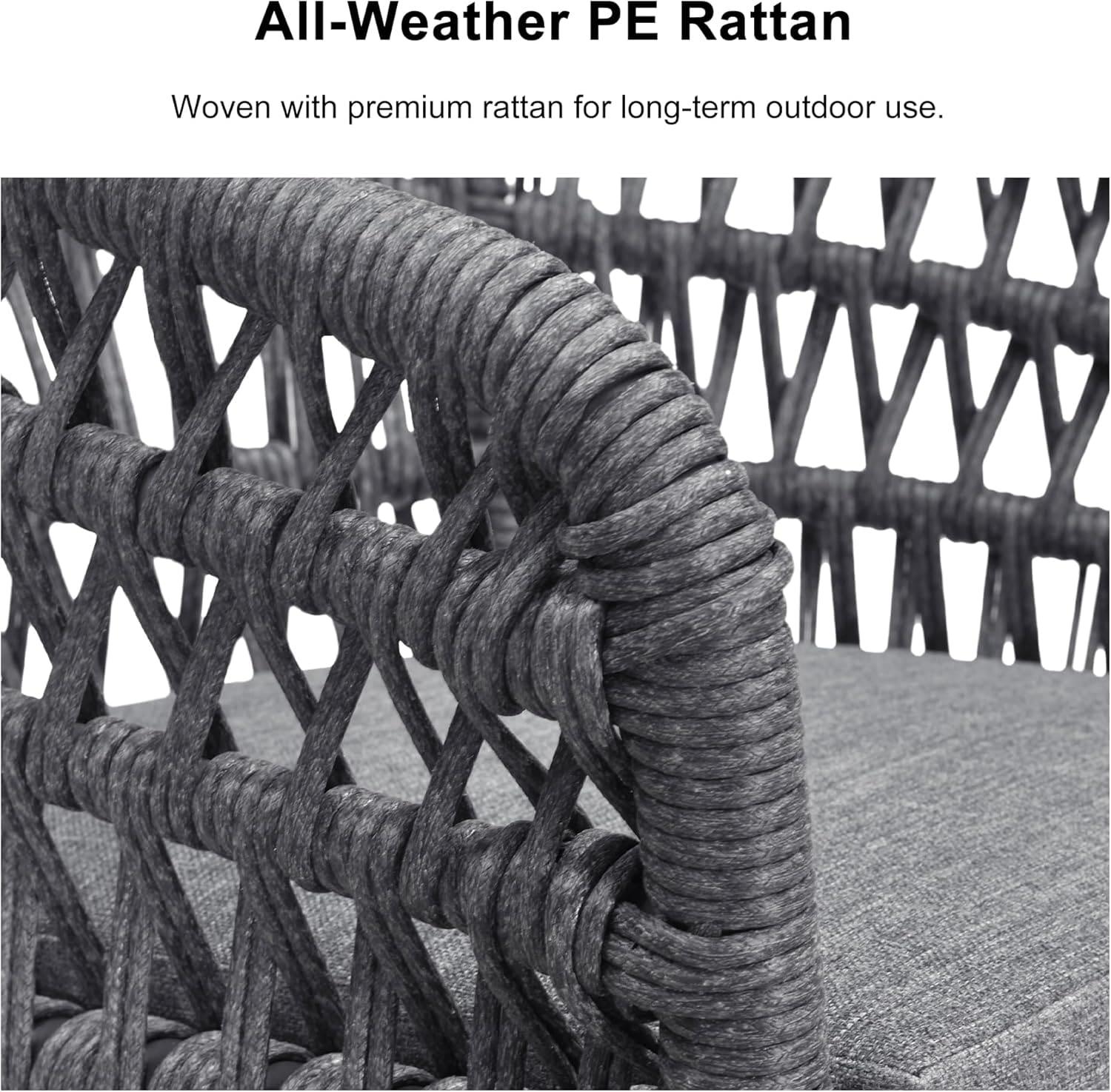 PURPLE LEAF 9 Pieces Outdoor Dining Set All-Weather PE Rattan Outdoor Patio Furniture Set with All Aluminum Frame Rectangular Table and Chairs Set for Lawn Garden Backyard Deck, Grey