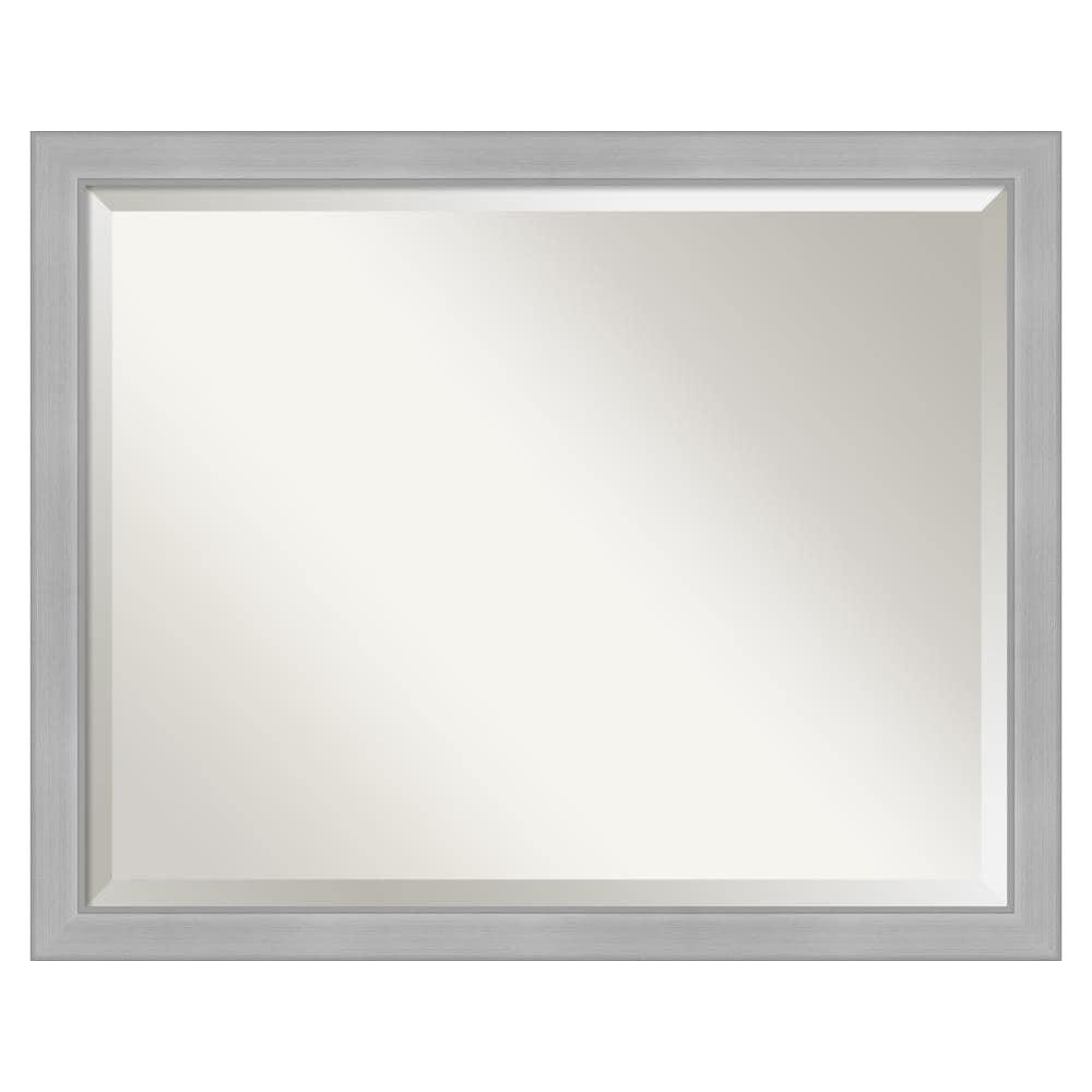 31" x 25" Vista Brushed Nickel Wall Mount Mirror for Bathroom - Amanti Art: Includes Beveled Glass
