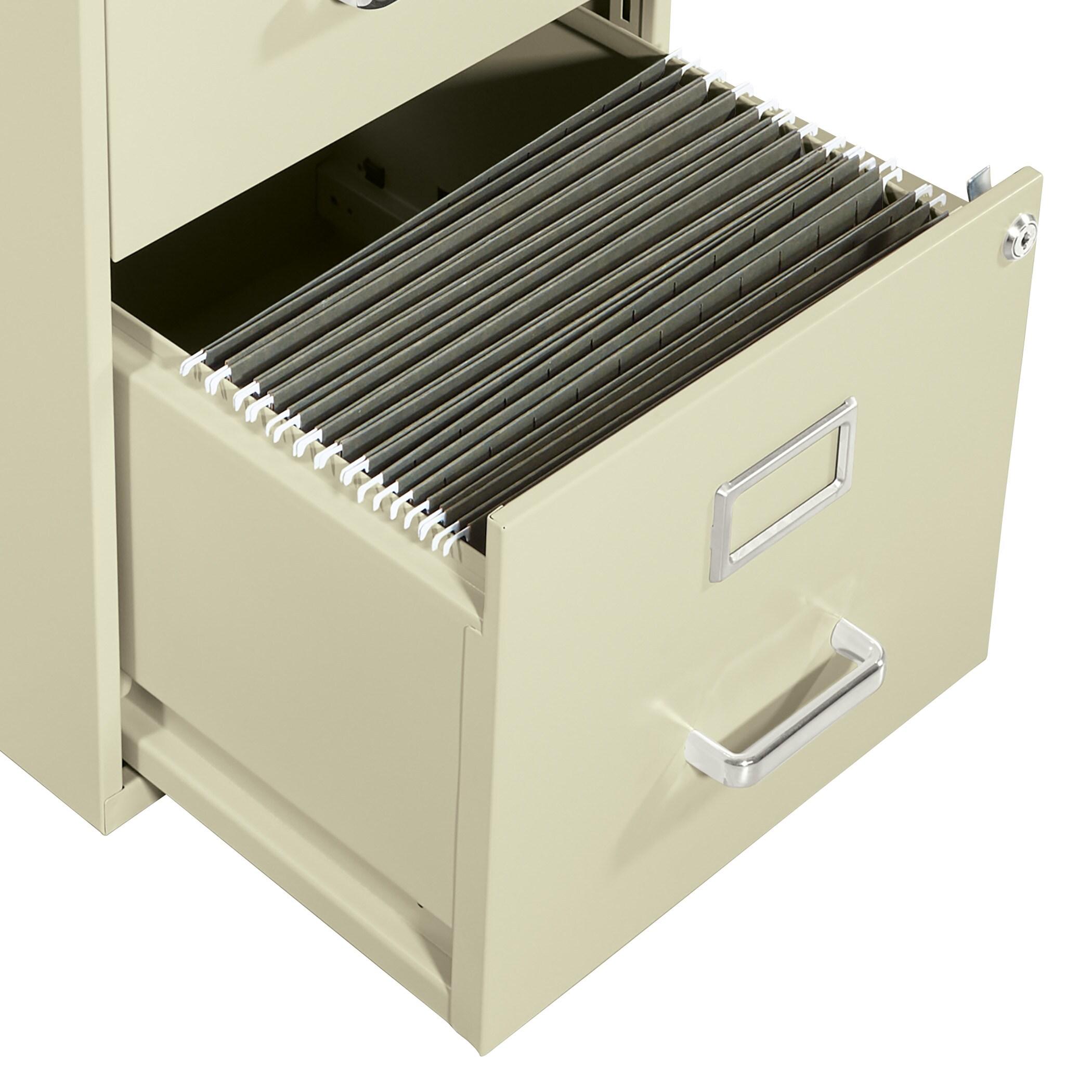 2 Drawer Locking Metal File Cabinet in Tan
