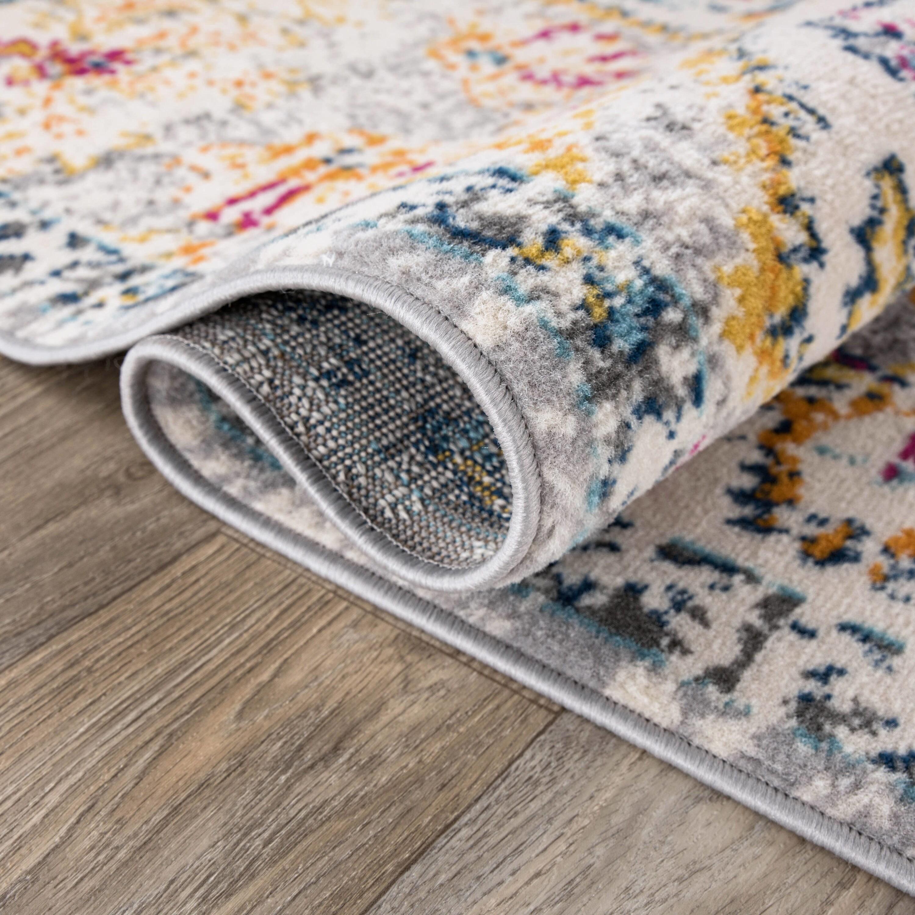 World Rug Gallery Distressed Vintage Bohemian Gray 7'10" x 10' Area Rug