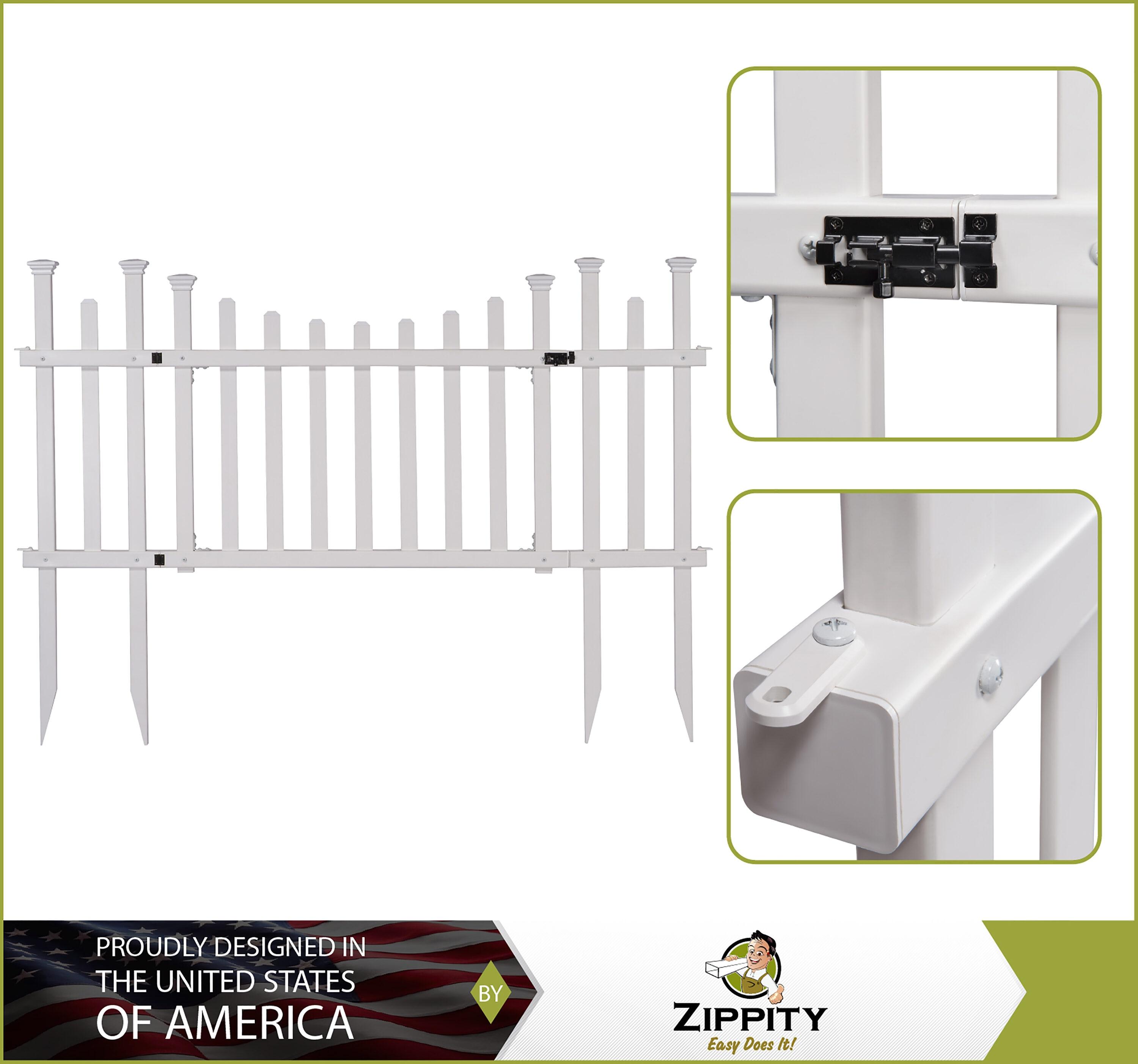 30in H x 62in W (1 Gate) No Dig Zippity Madison Gate Kit, White Vinyl Picket Fence Gate Kit for Madison Fence Panels, Child or Dog Gate for Backyard, Patio, Outdoor, or Garden Fence, ZP19028