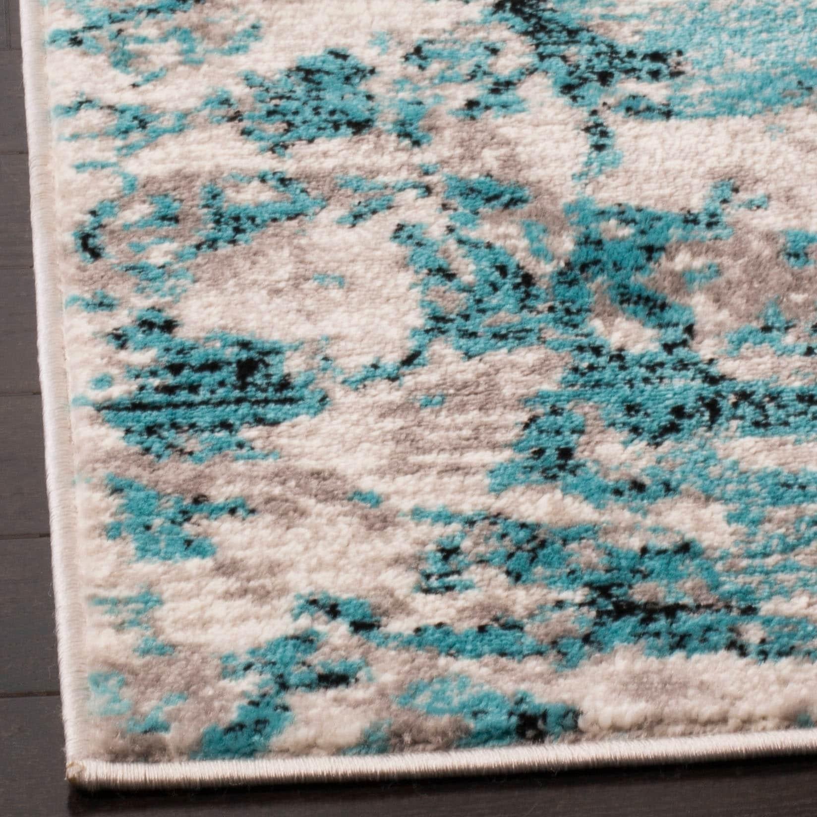 SAFAVIEH Skyler Joisse Abstract Runner Rug, Blue/Ivory, 2' x 10'