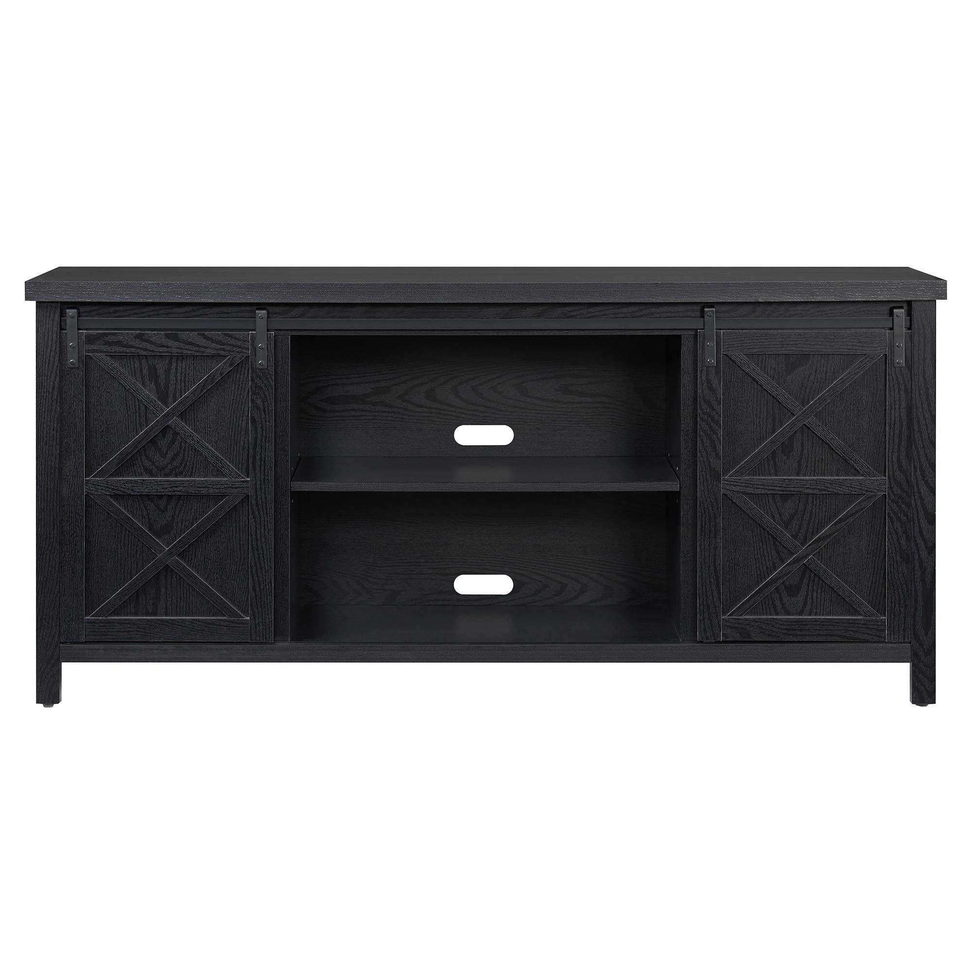 Evelyn&Zoe Elmwood Rectangular TV Stand for TV's up to 75", Black Grain