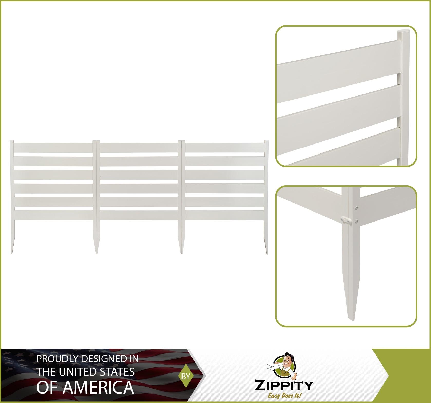 Zippity Outdoor Products 26in H x 24in W (3 Panels) No Dig Zippity Maui Fence Kit, Charcoal Color WoodTek Vinyl Fence Panel, Temporary Outdoor Border for Garden, Easy Install DIY Fence for Backyard, Patio, & Deck, ZP19066