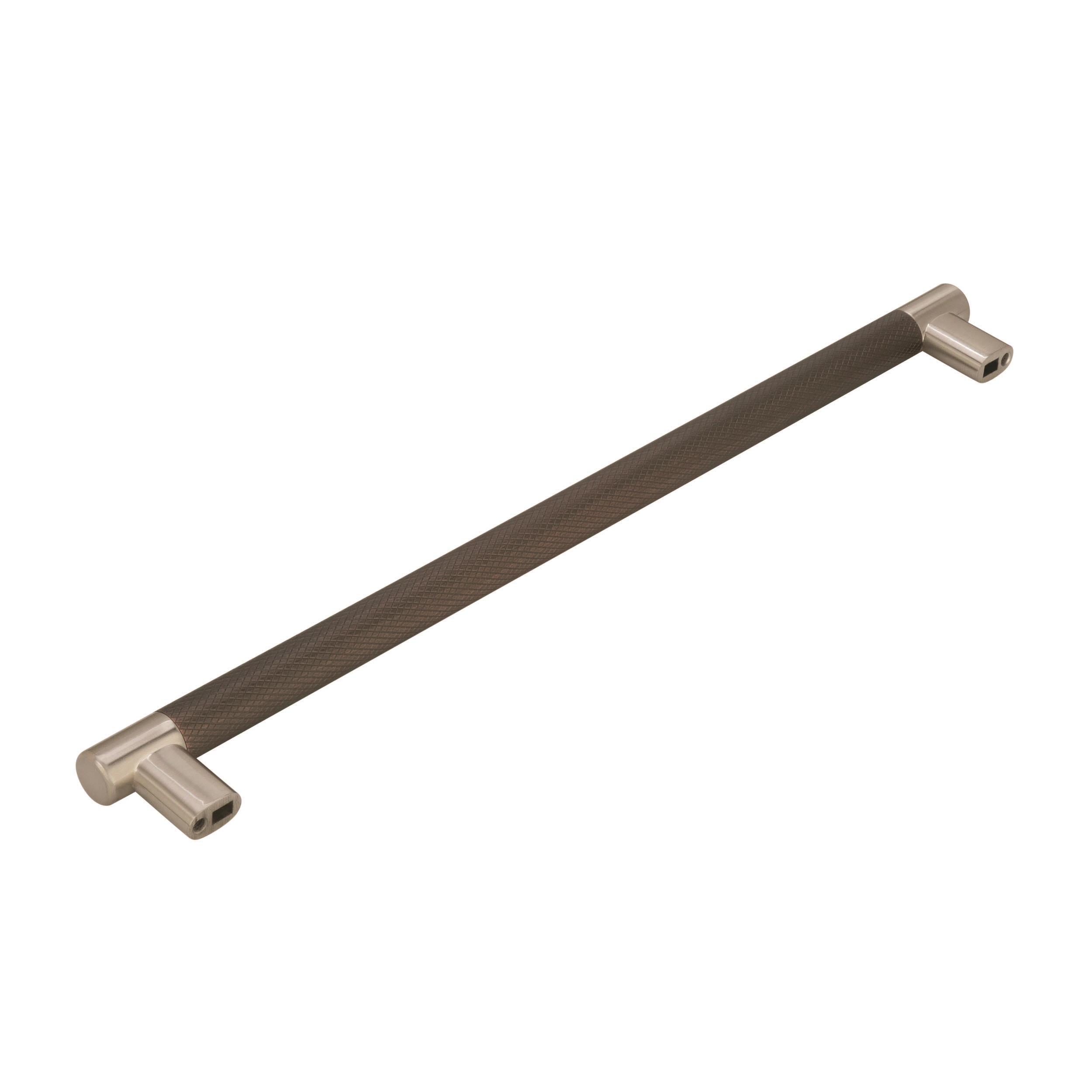 Amerock Esquire 12-5/8 inch (320mm) Center-to-Center Satin Nickel/Oil-Rubbed Bronze Cabinet Pull