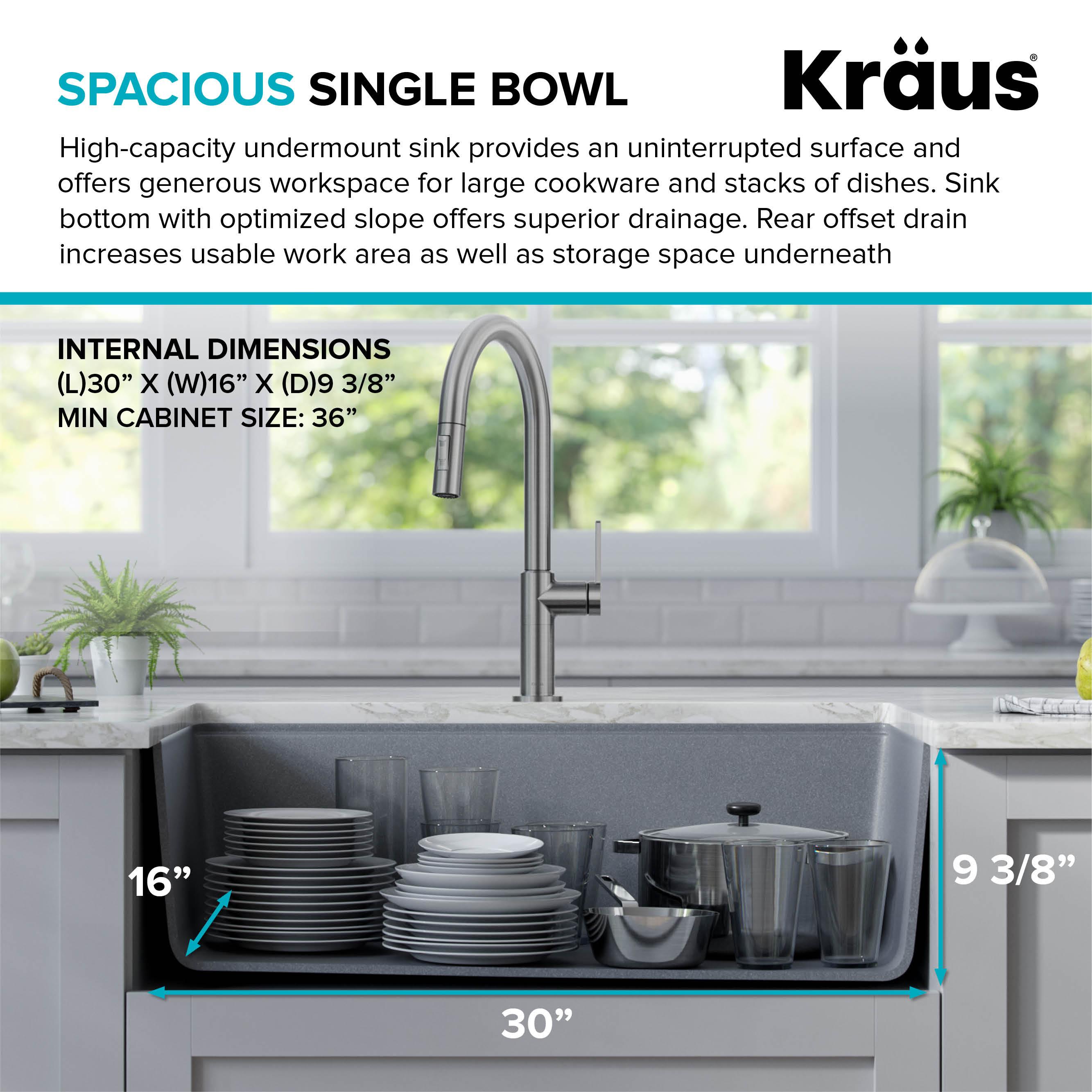 Kraus Bellucci 32 in. Undermount Quartz Composite Single Bowl Kitchen Sink with Accessories