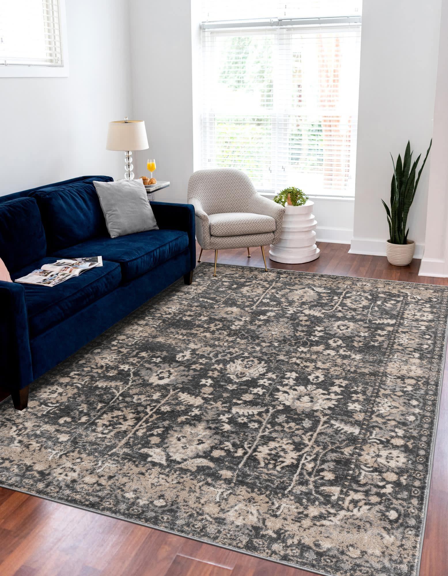 Unique Loom Portland Collection Bohemian Vintage Inspired Tone-on-Tone Design Area Rug (8' 0 x 10' 0 Rectangular, Gray/ Ivory)