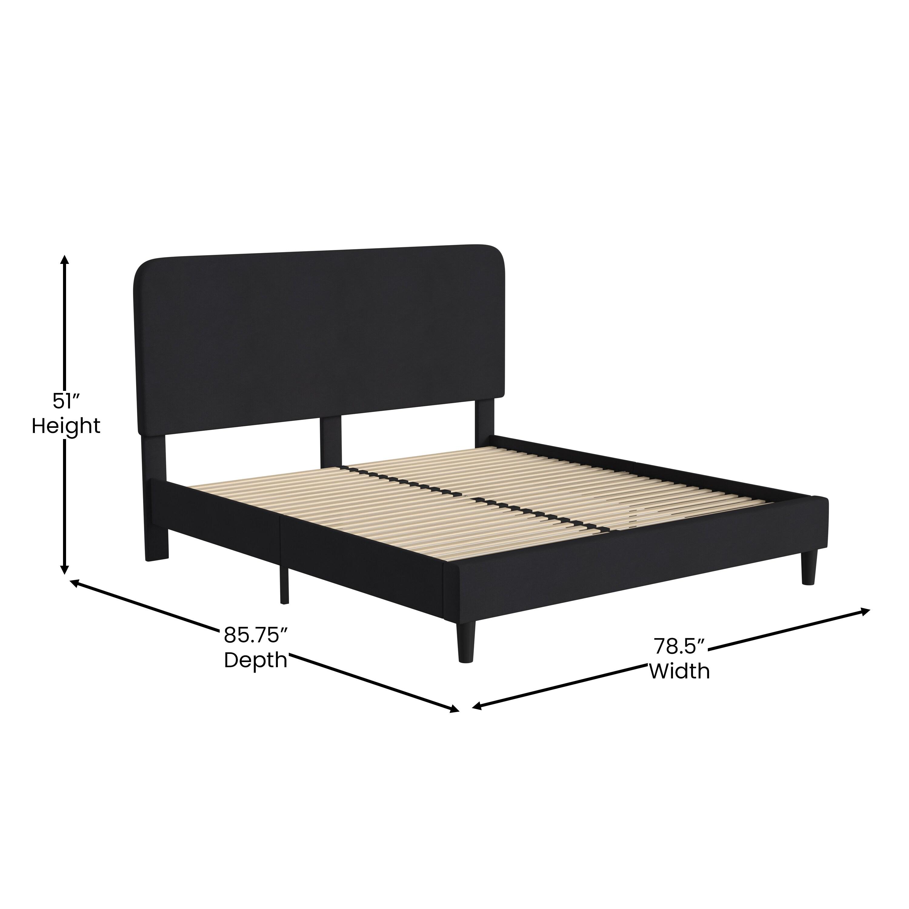 Flash Furniture Addison Fabric Upholstered Platform Bed, Charcoal, King